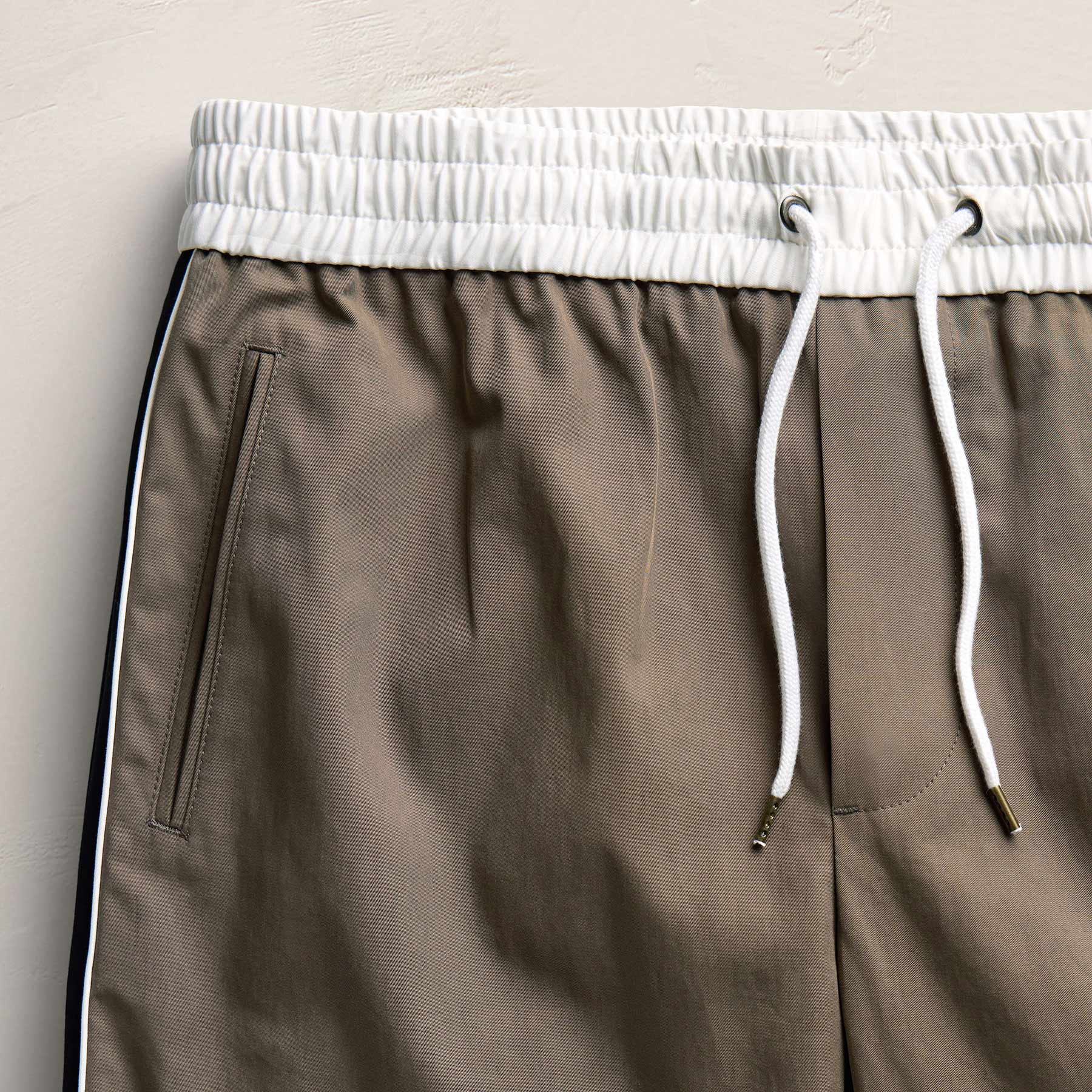 Elevated Cotton Twill Track Short - Light Olive/Black/White - Image 6
