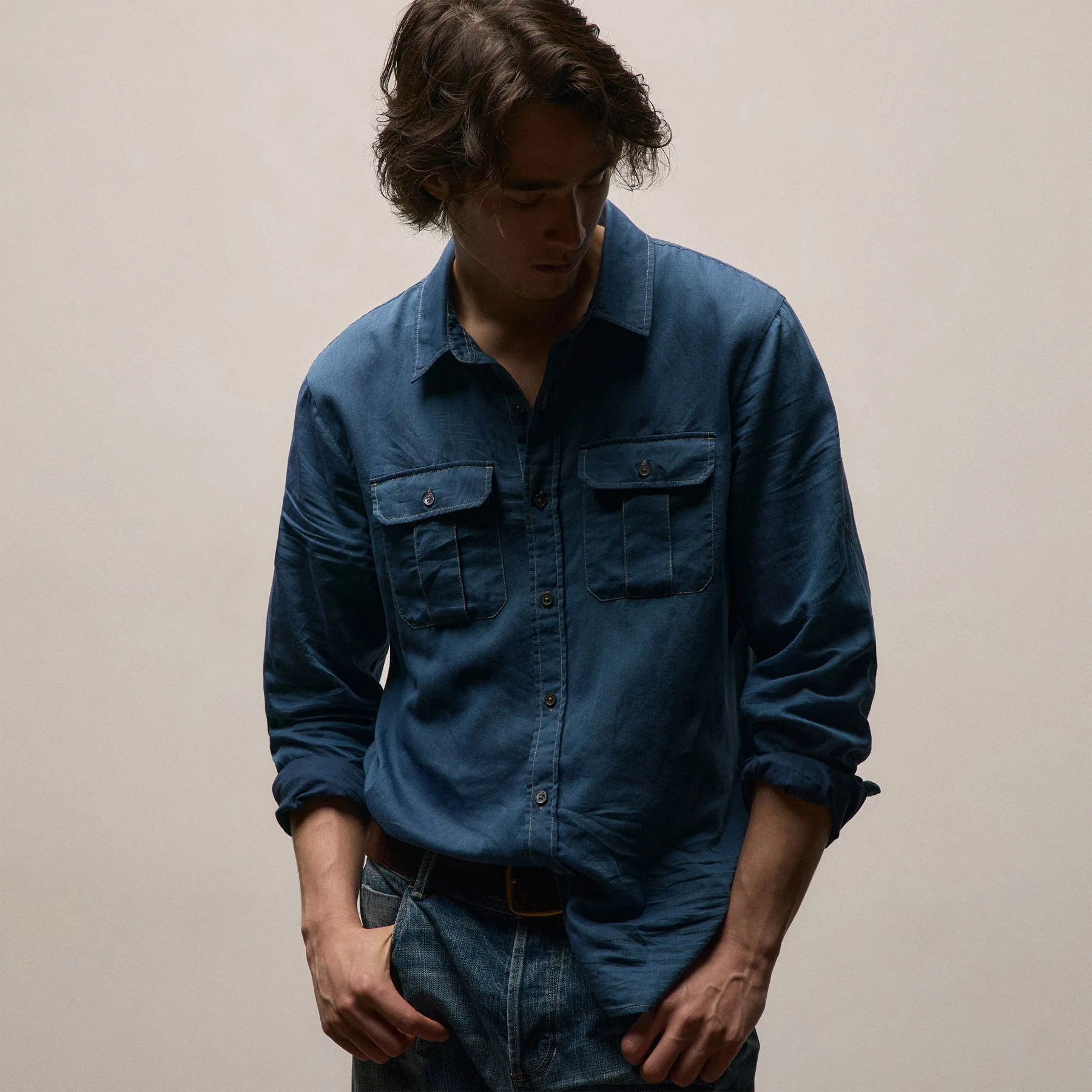 Featherweight Denim Utility Shirt - Medium Wash - Image 4