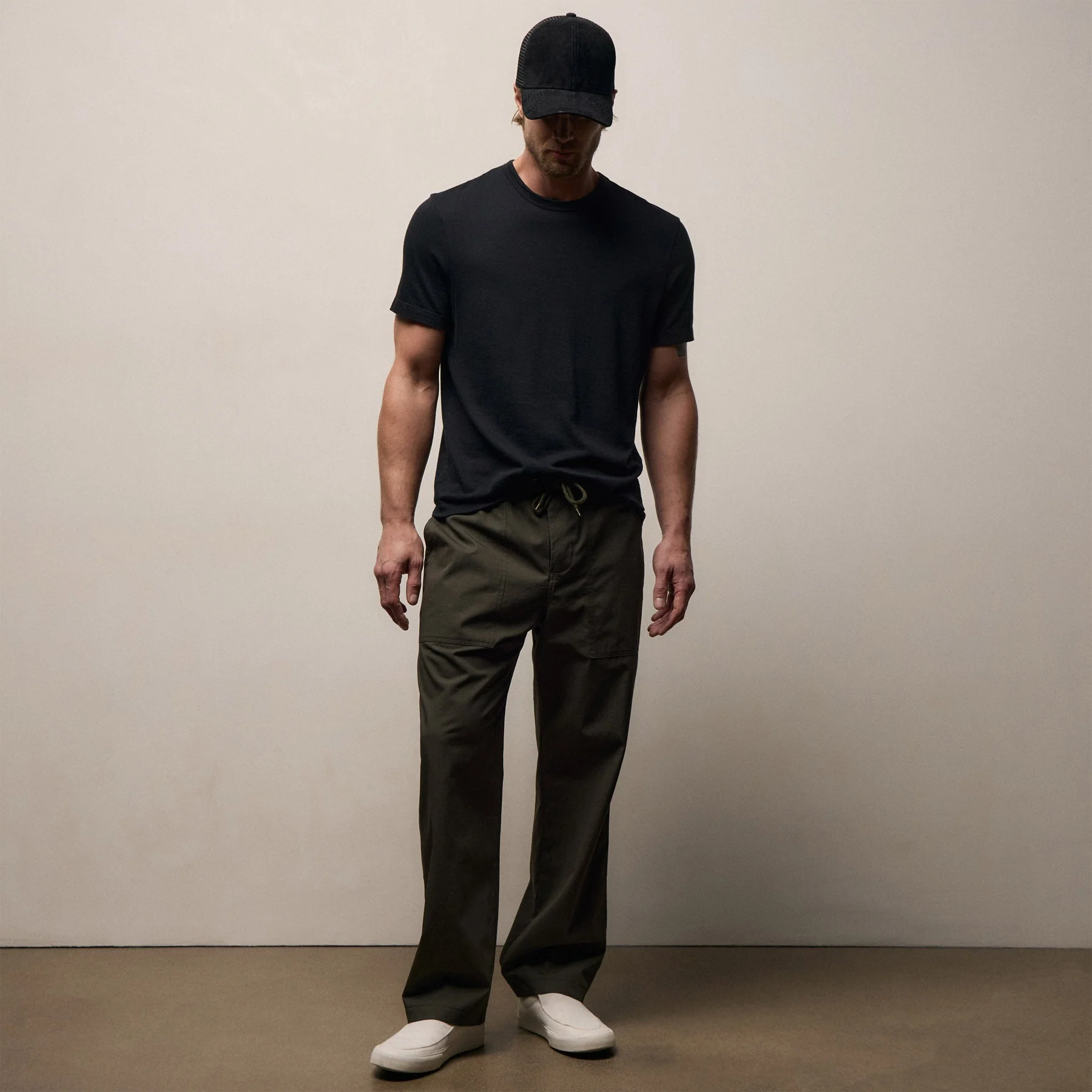 Fine Cotton Twill Patch Pocket Pant - Dark Olive - Image 3