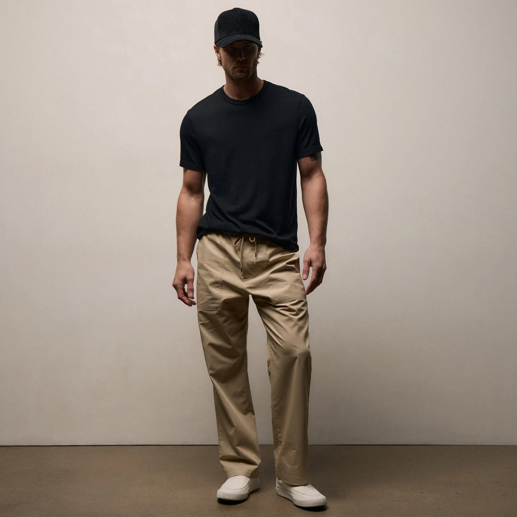 Fine Cotton Twill Patch Pocket Pant - Light Khaki - Image 3