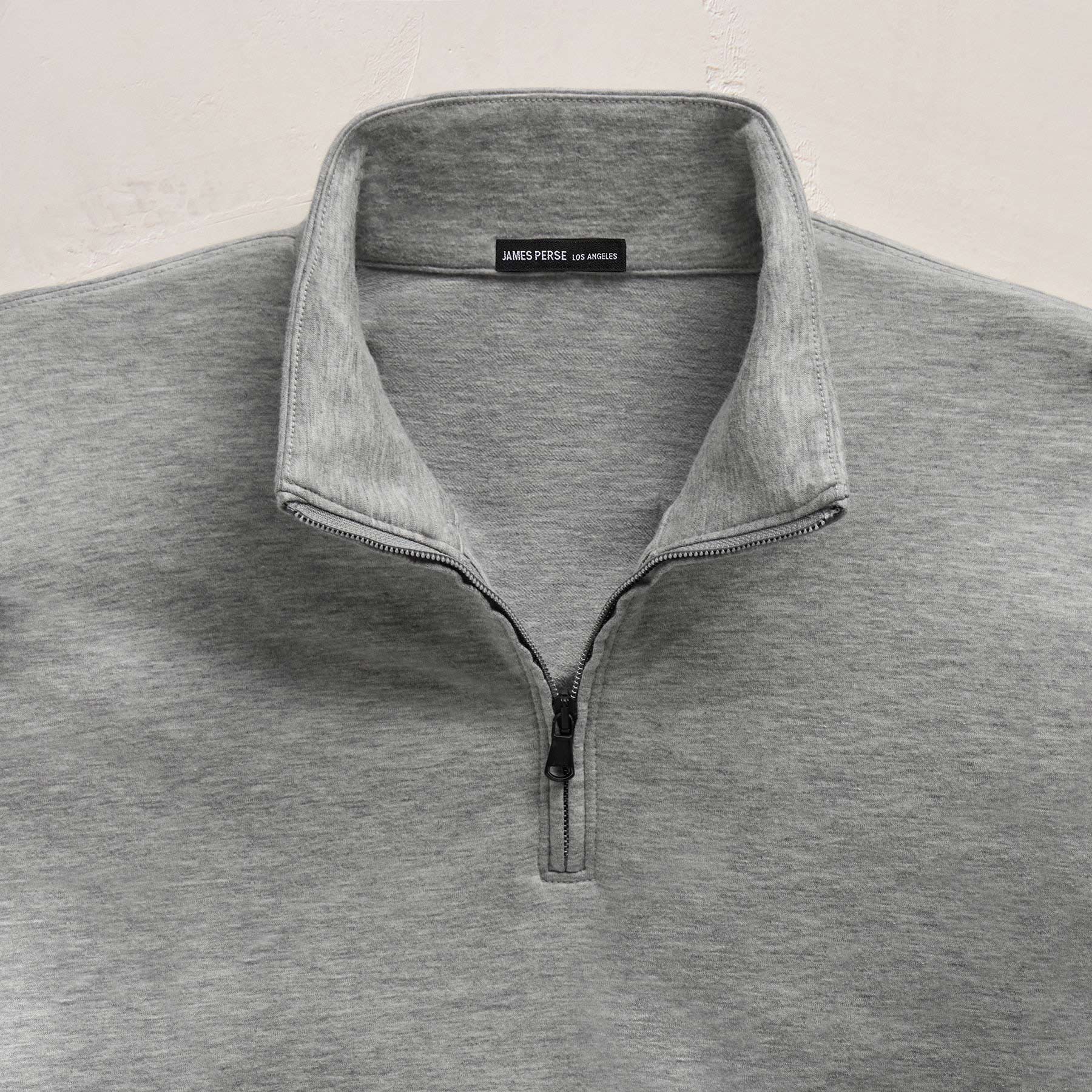 Fine French Terry Half Zip - Heather Grey - Image 5