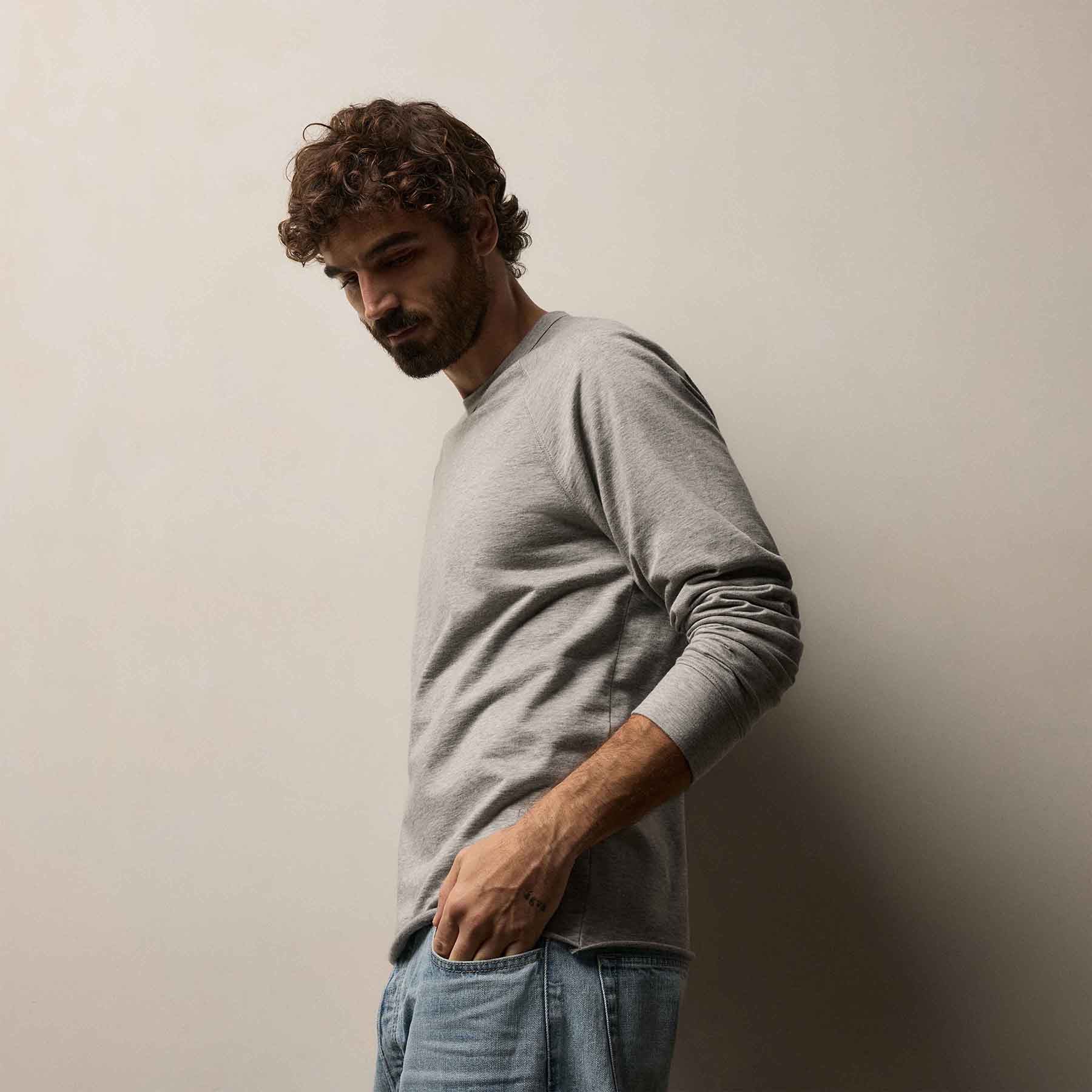 Fine French Terry Sweatshirt - Heather Grey - Image 4