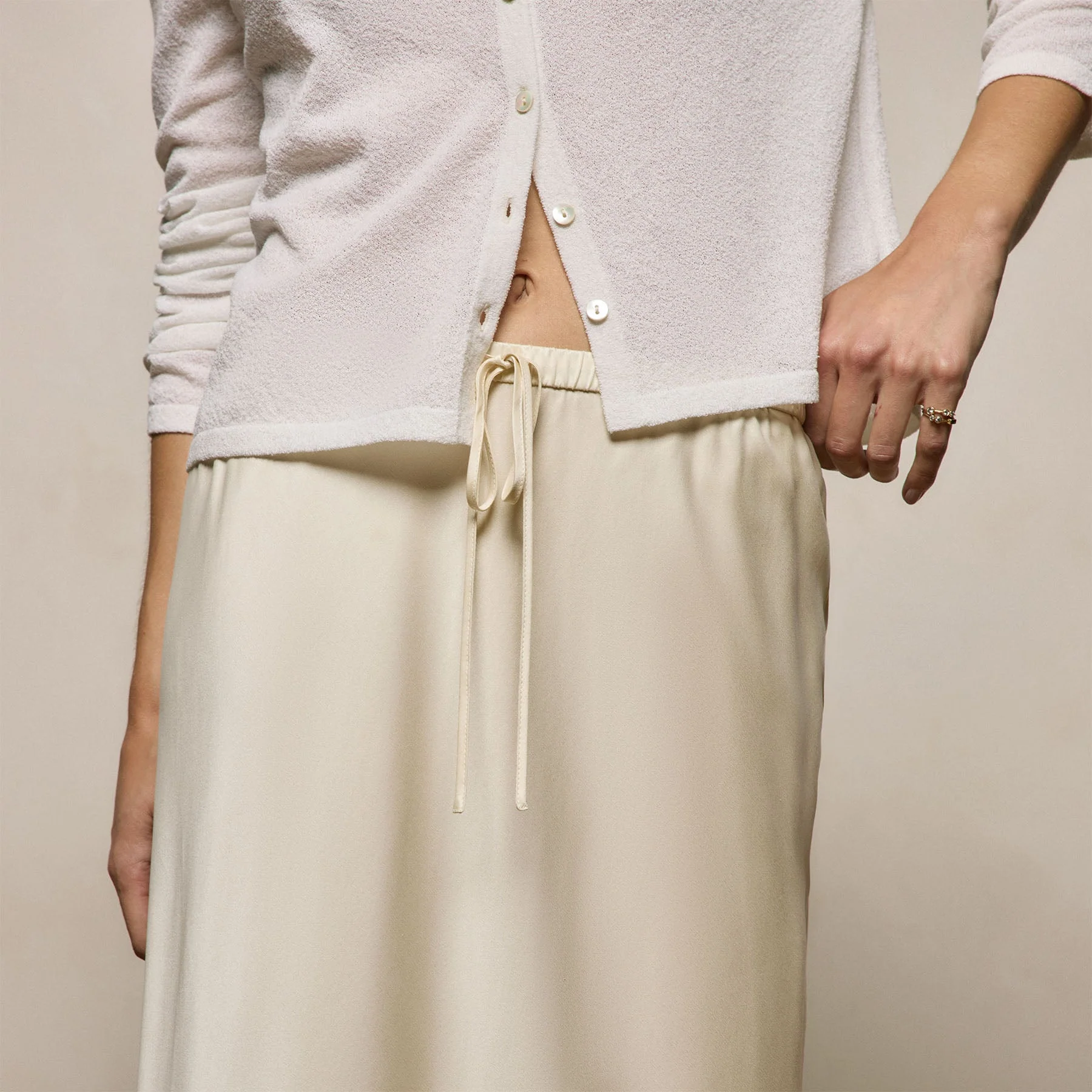 Fine Knit Cardigan - White - Image 4