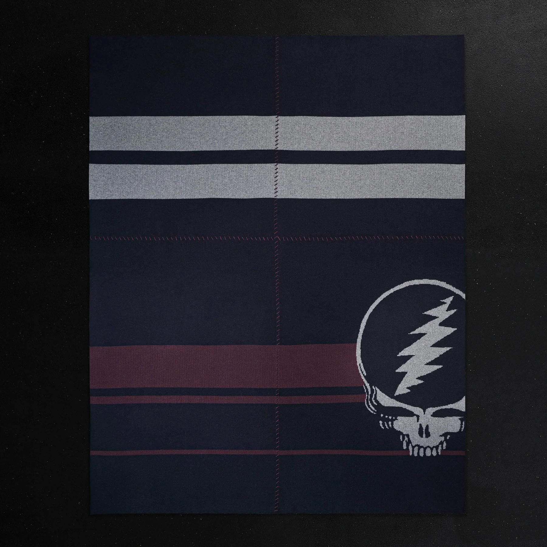 Grateful Dead Cashmere Blanket - Navy/Smoke/Burgundy - Image 3