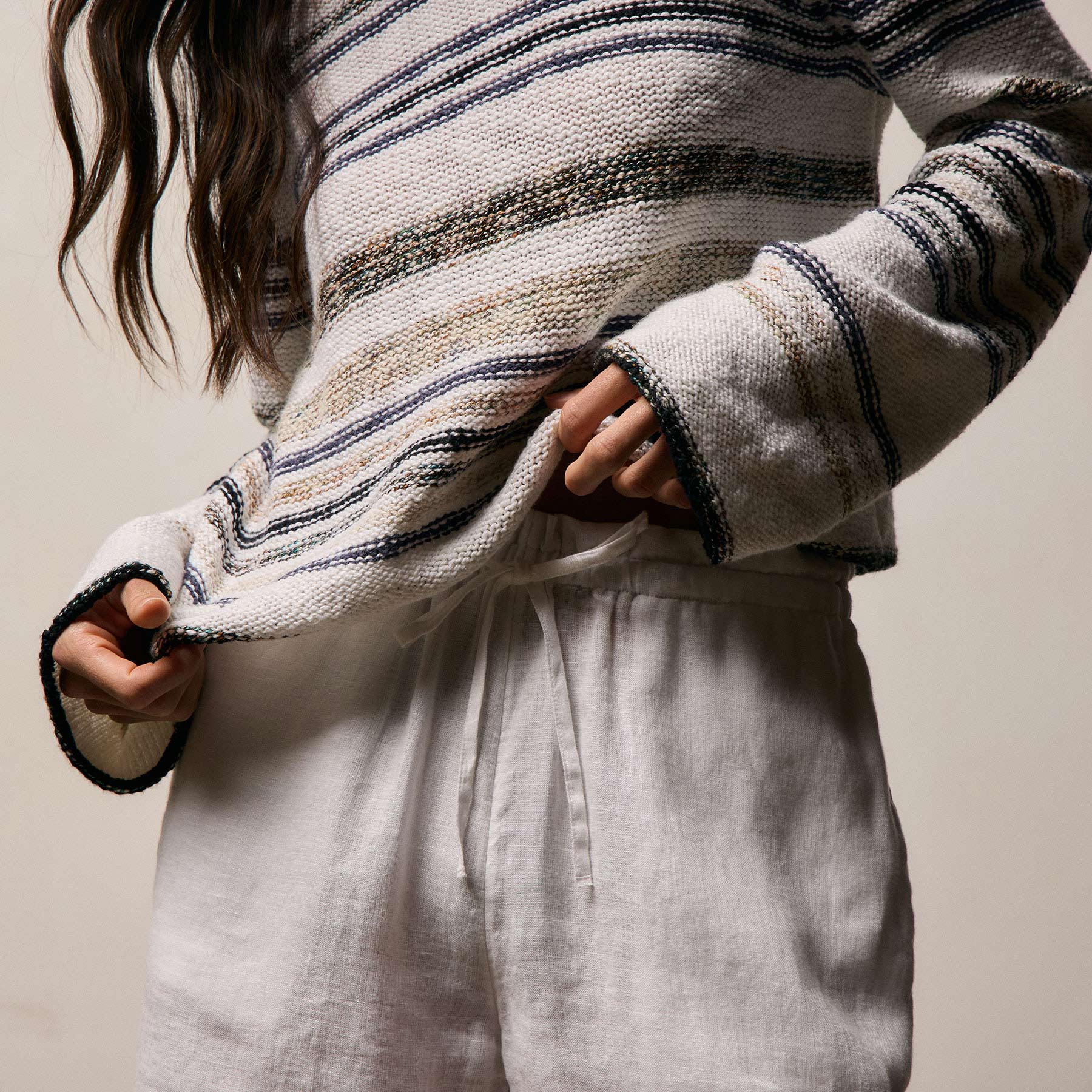 Grey Cape Multi Stripe Sweater - Neutral Multi Stripe - Image 3