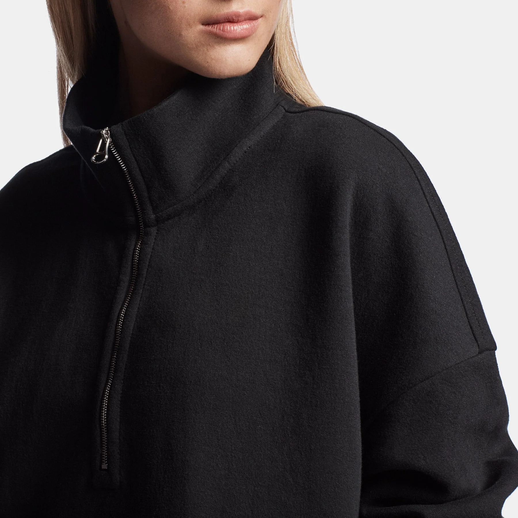Half Zip Pull On Sweat Top - Black - Image 4