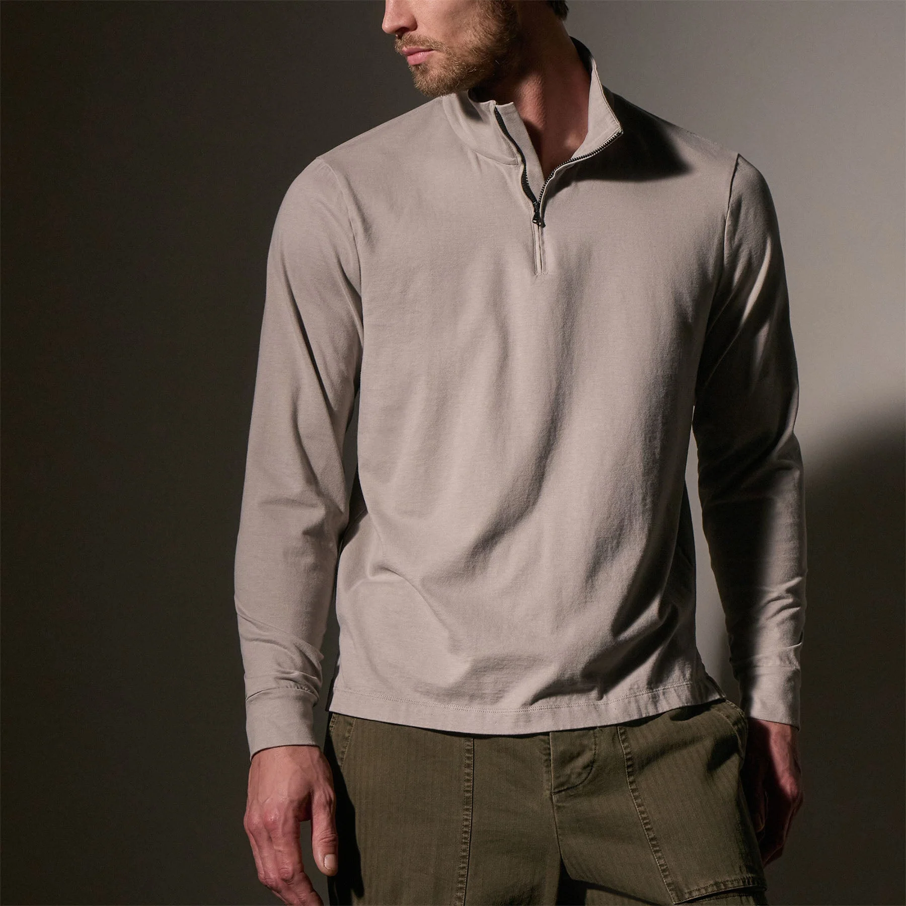 Heavy Luxe Jersey Half Zip - Concrete - Image 2