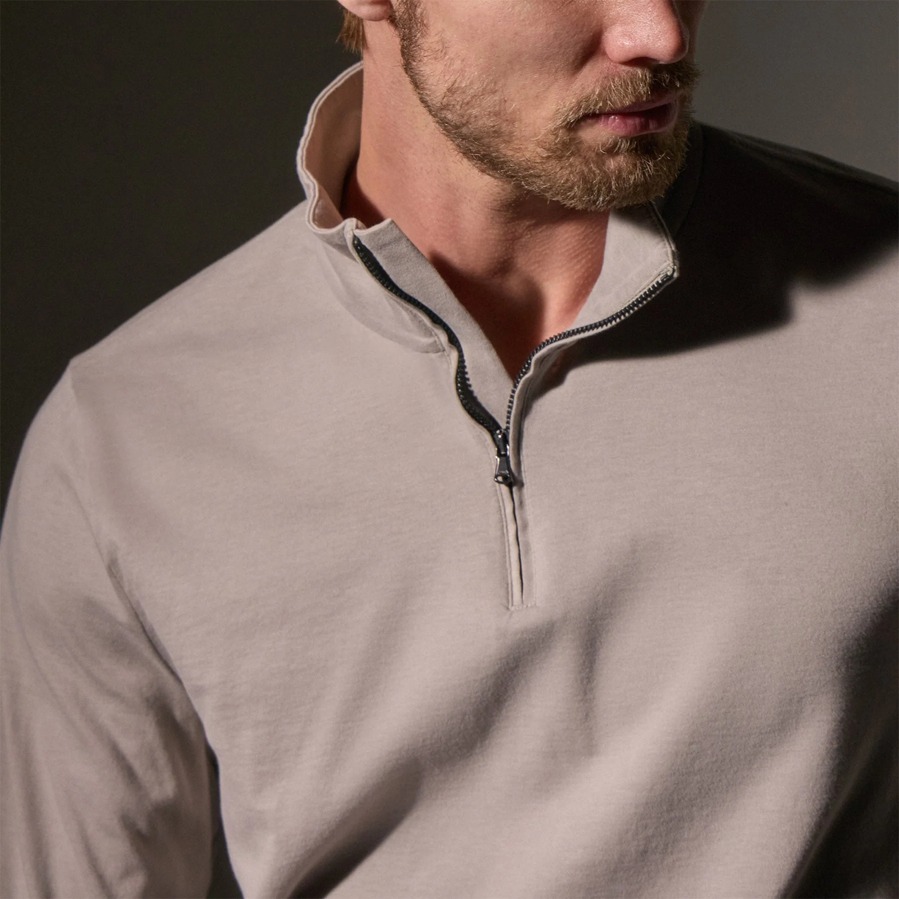Heavy Luxe Jersey Half Zip - Concrete - Image 3
