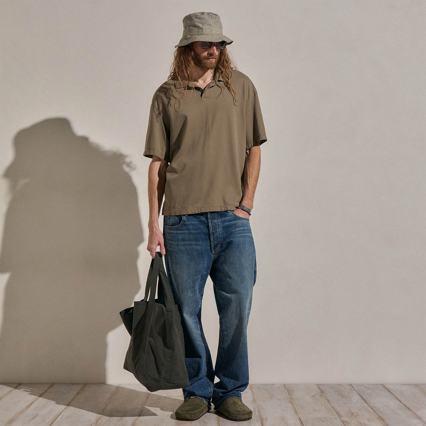 Heavy Luxe Jersey Oversized Polo - Light Olive - Image 3