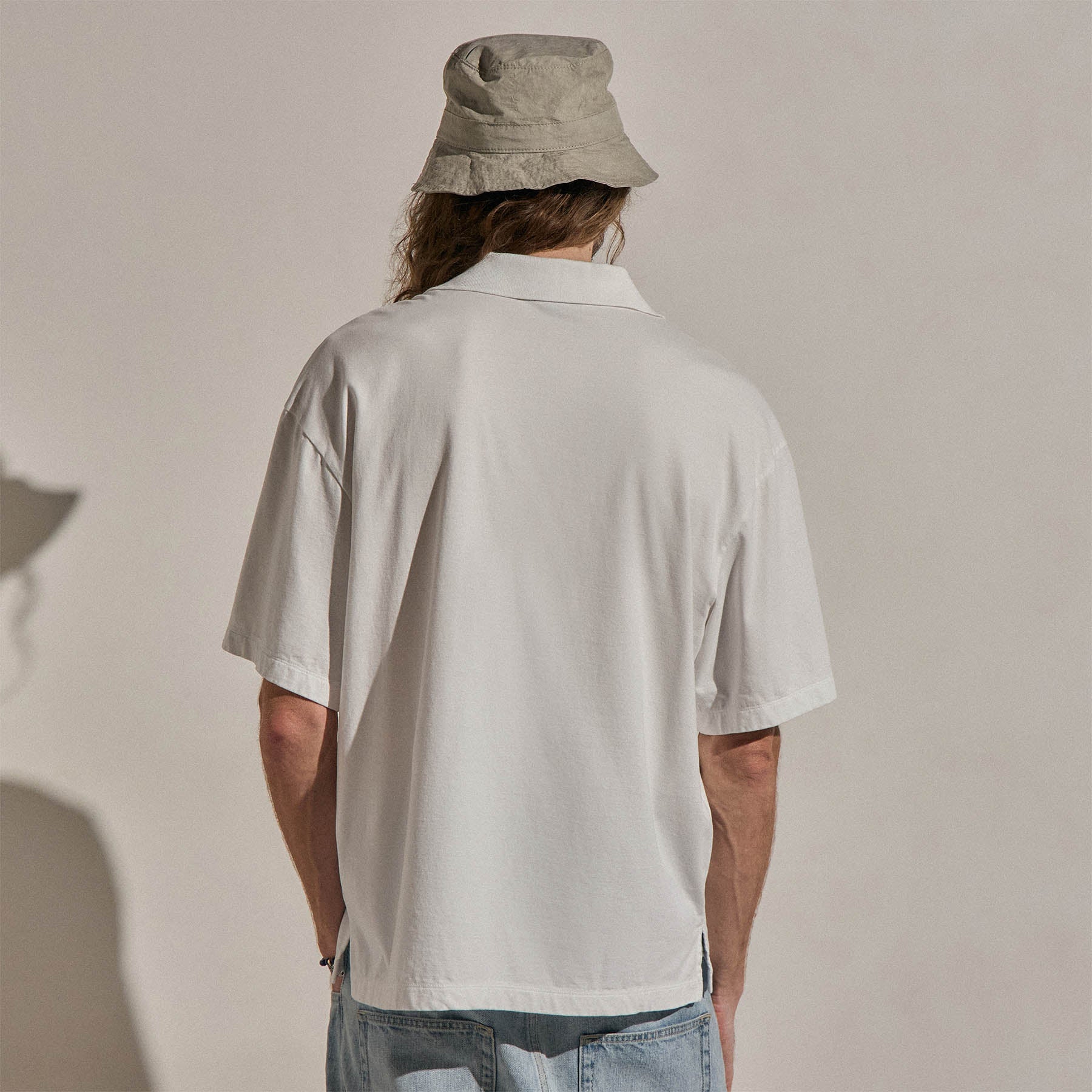 Heavy Luxe Jersey Oversized Polo - White - Image 4