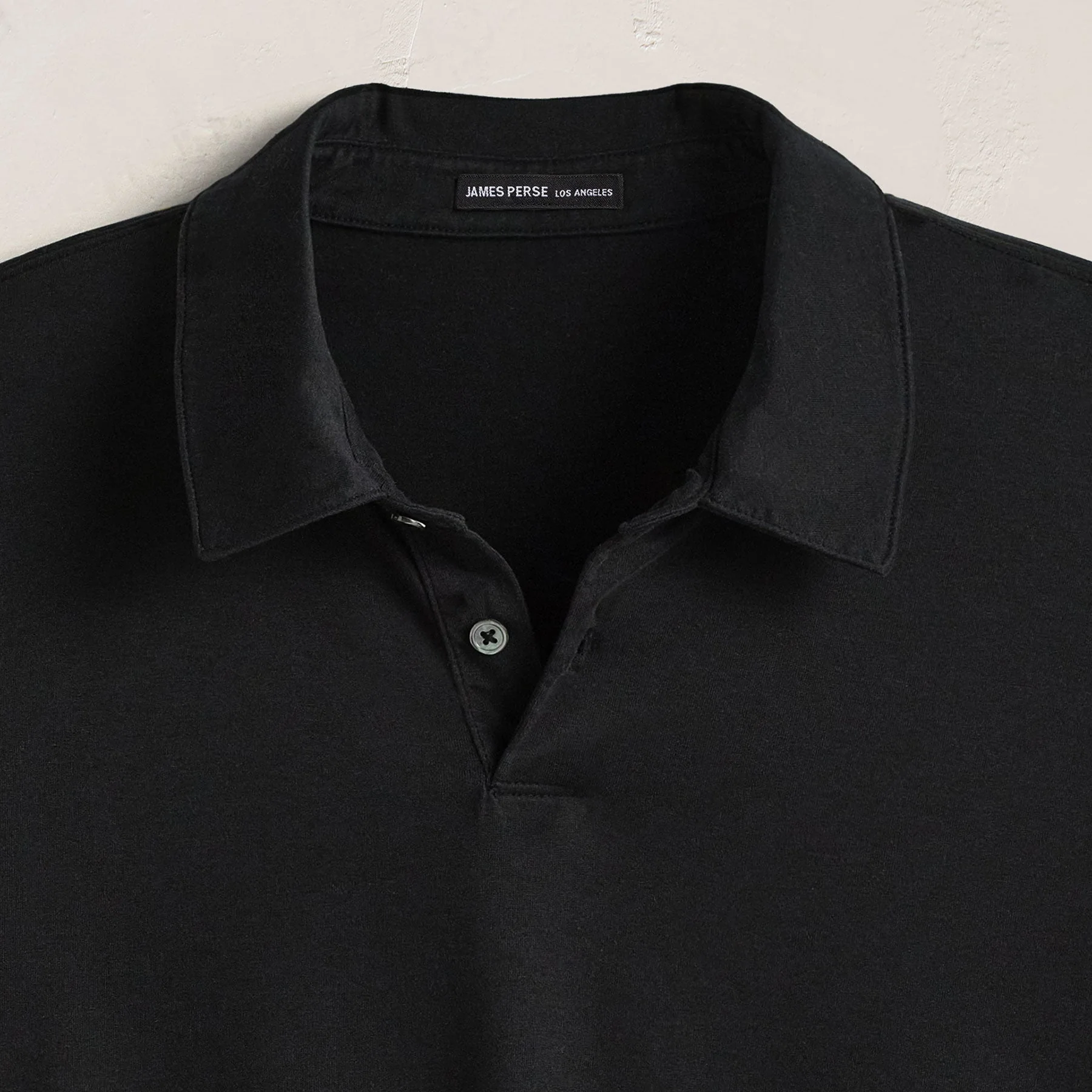 Heavy Luxe Jersey Long Sleeve Polo - Black - Image 5