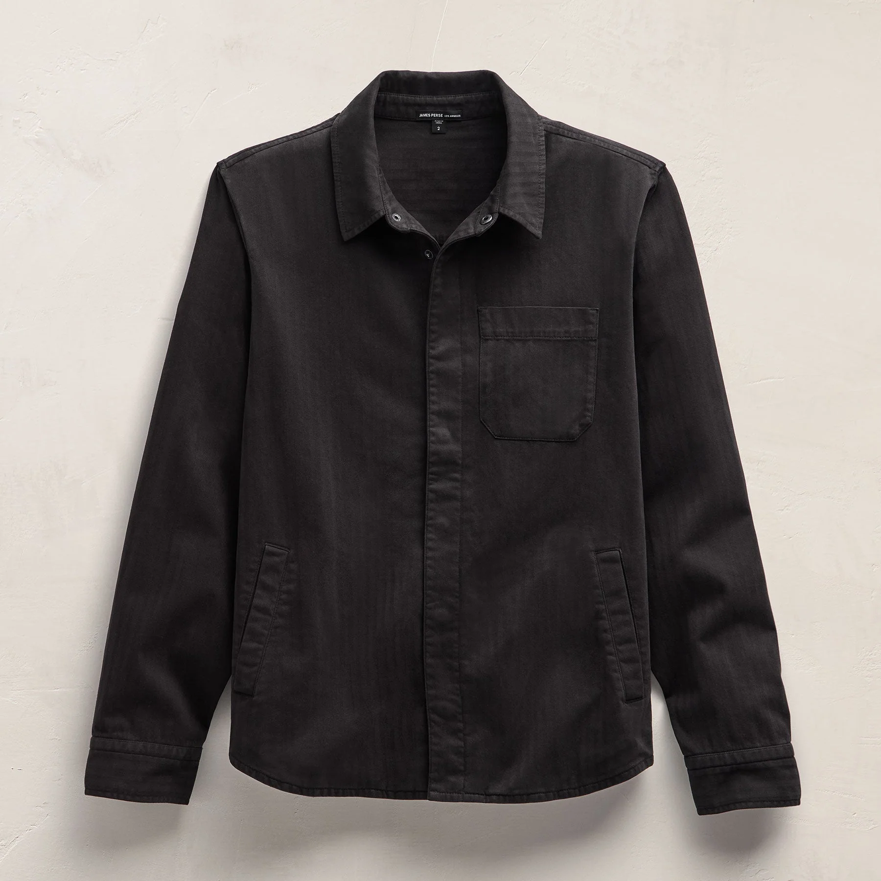 Herringbone Twill Shirt Jacket - Black - Image 2