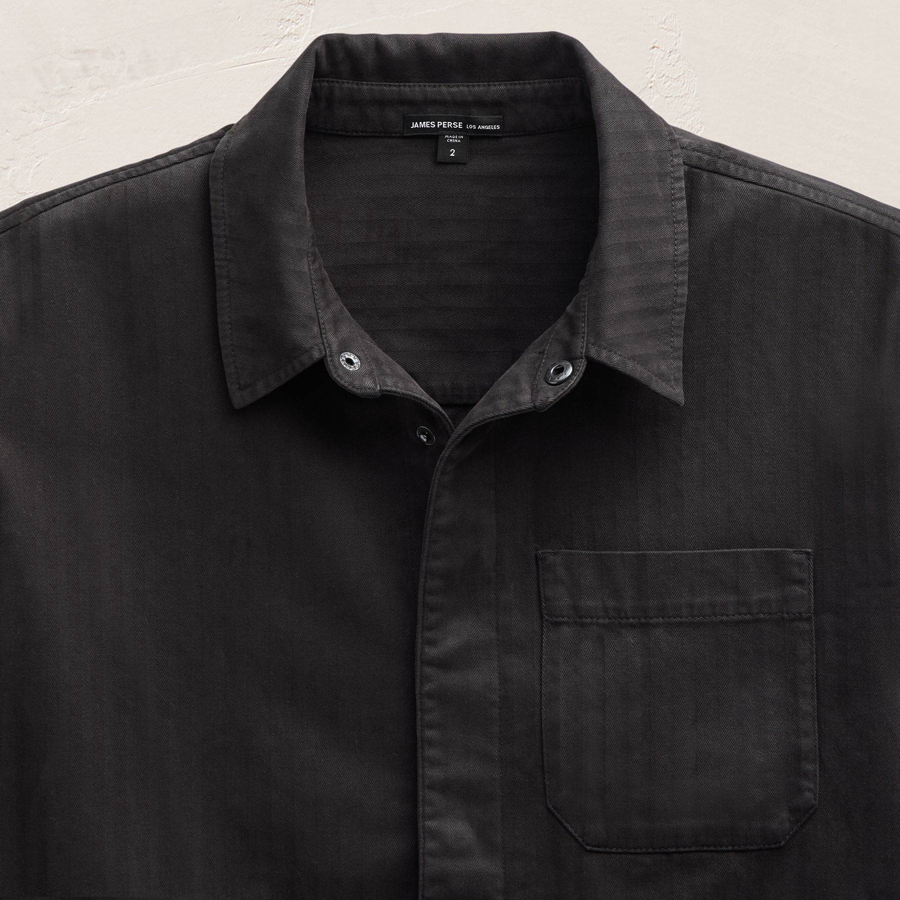 Herringbone Twill Shirt Jacket - Black - Image 4