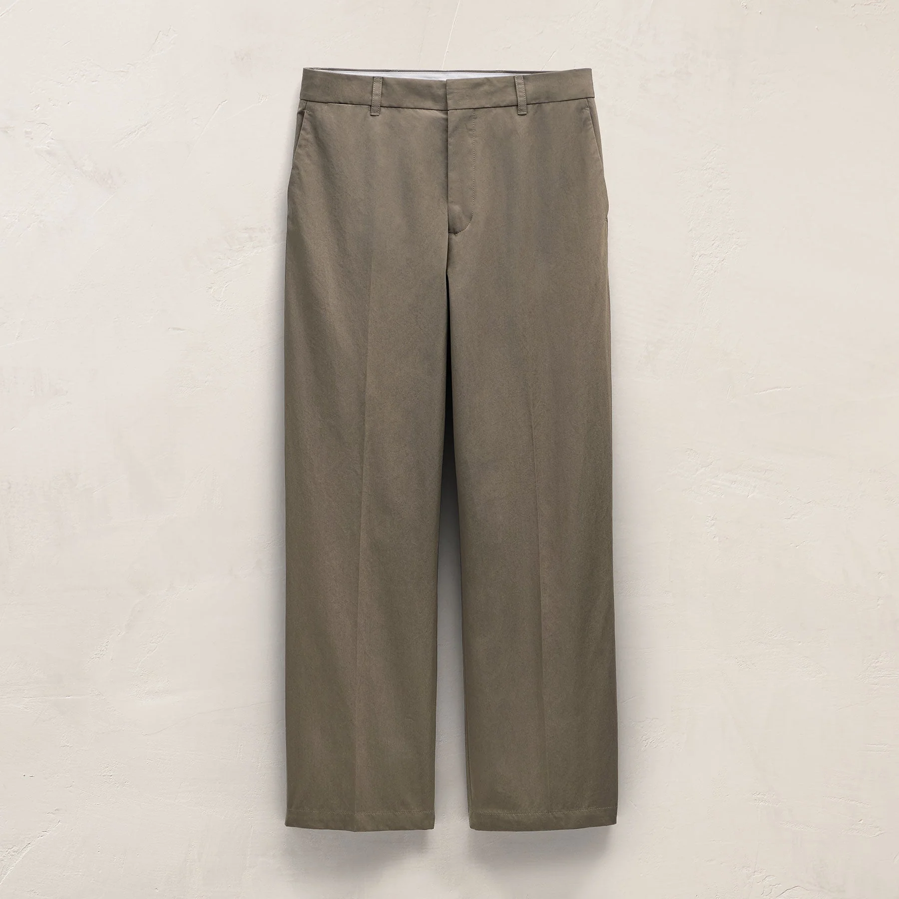 Italian Heavy Poplin Clean Front Trouser - Light Olive - Image 2