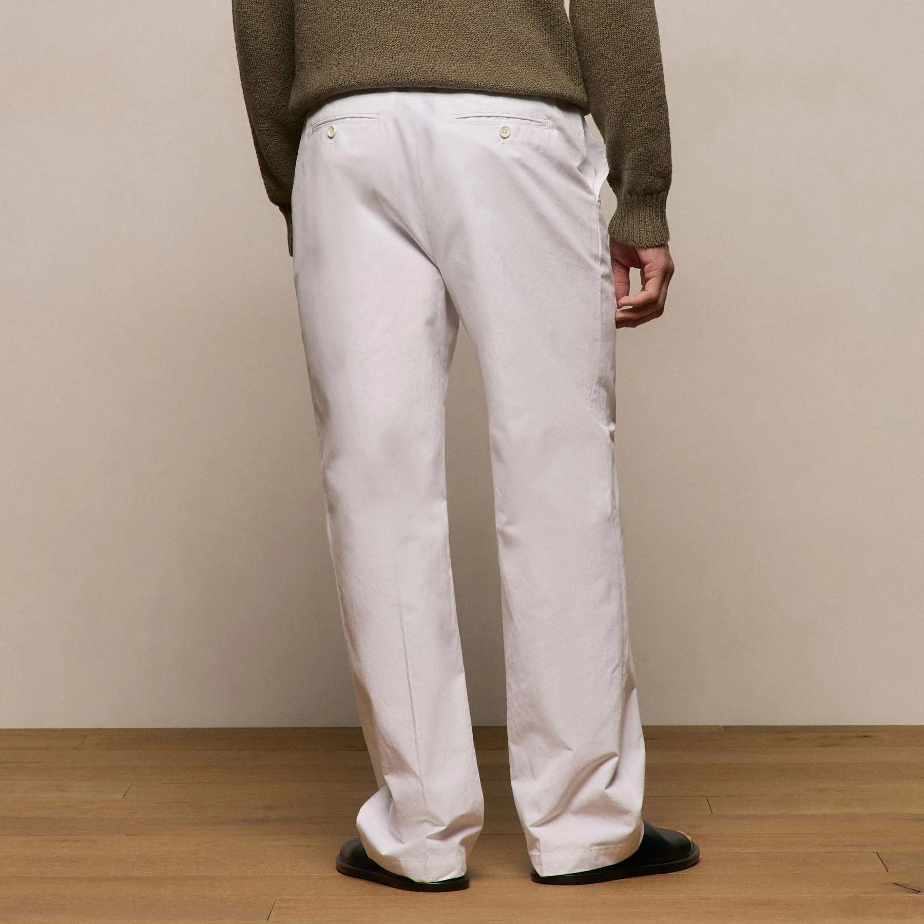 Italian Heavy Poplin Clean Front Trouser - White - Image 5