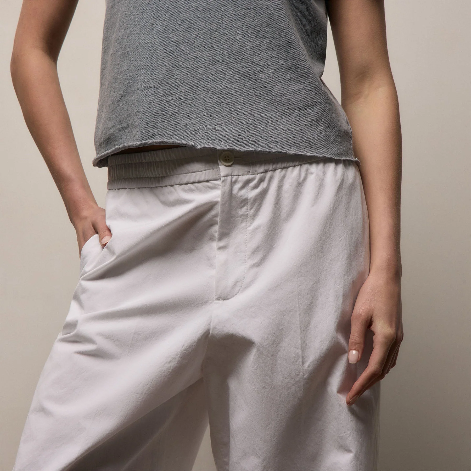 Italian Heavy Poplin Relaxed Pant - White - Image 4