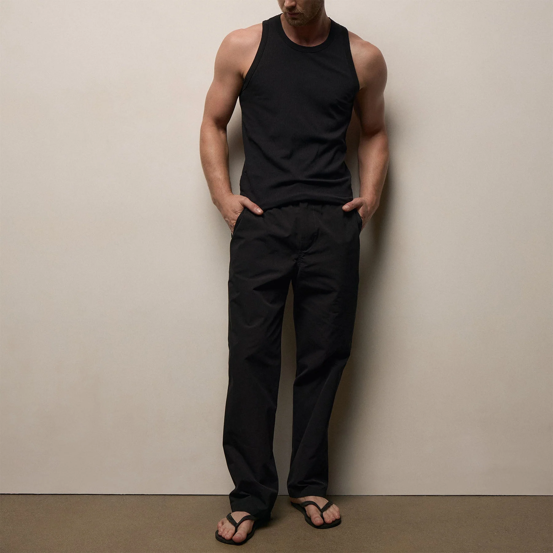 Italian Heavy Poplin Trouser - Black - Image 4