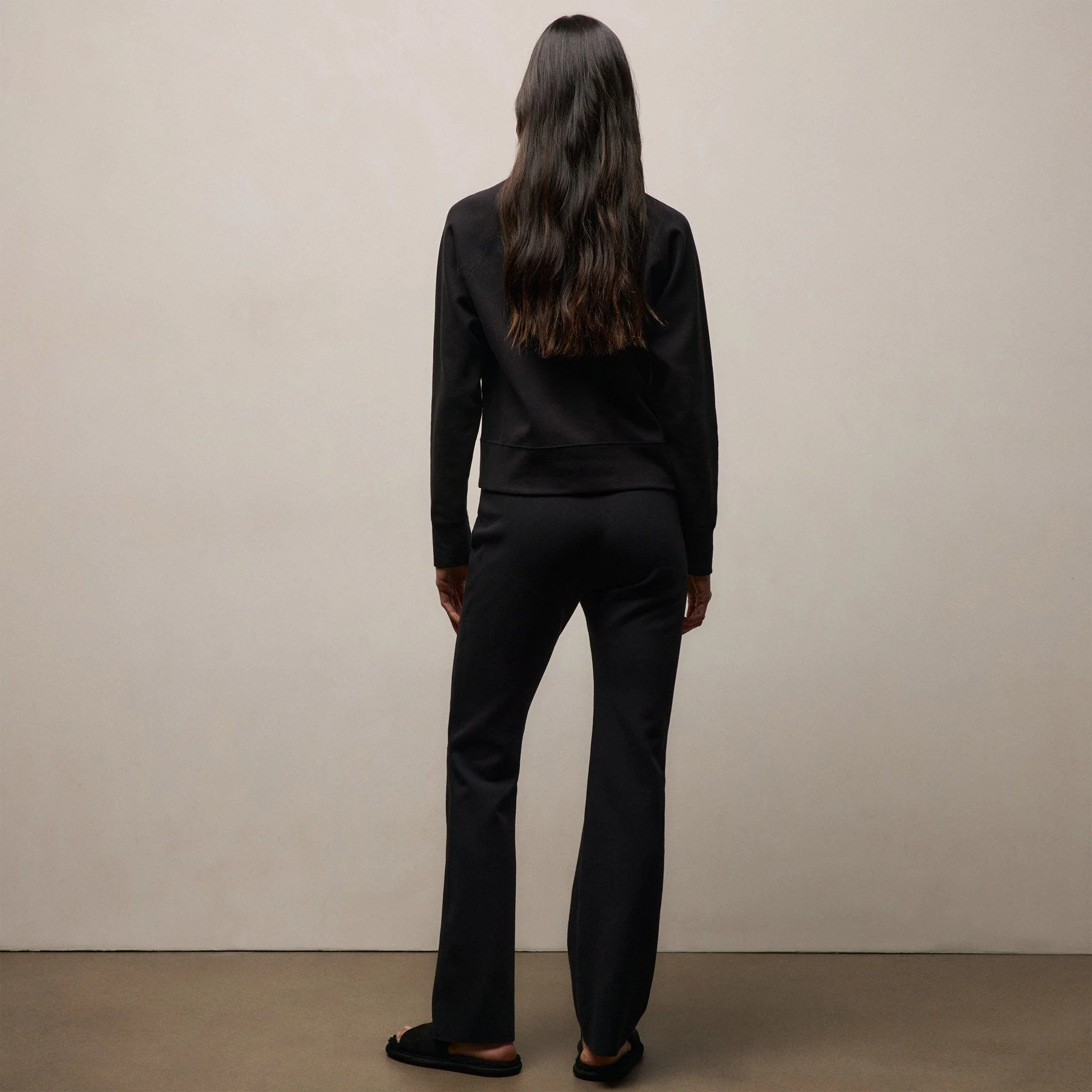 Italian Knit Wide Leg Sweatpant - Black - Image 6