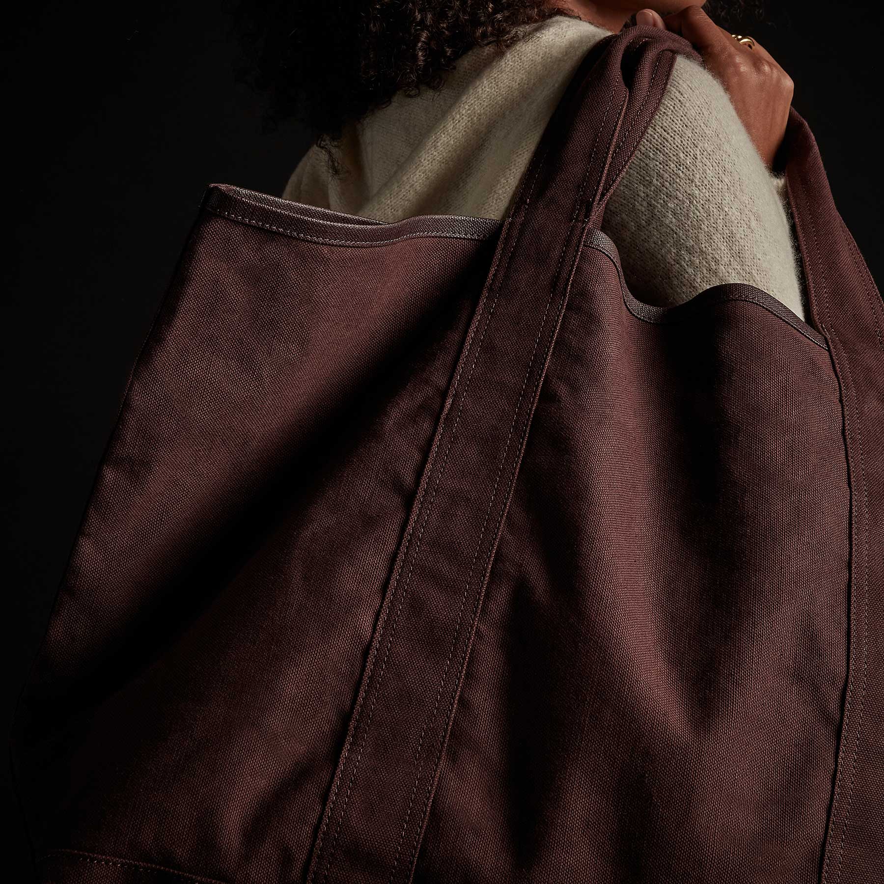Large Canvas Tote - Dark Plum - Image 3