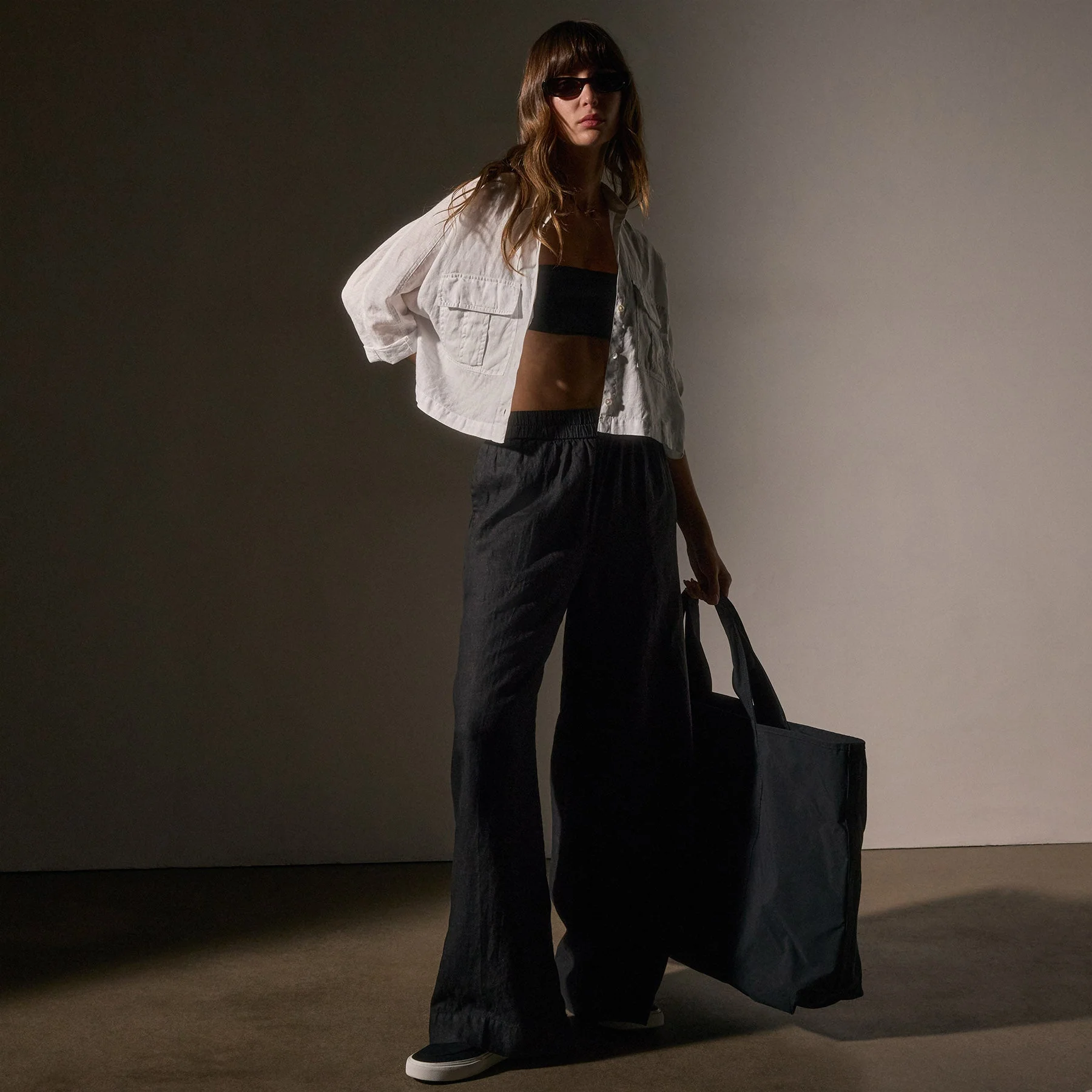 Large Matte Nylon Tote - Black - Image 4