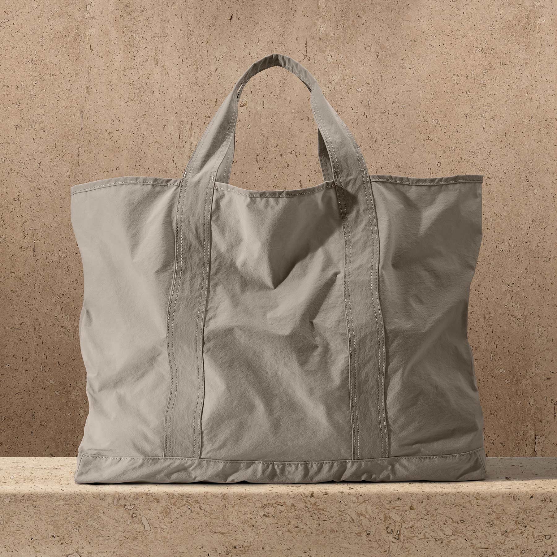 Large Matte Nylon Tote - New Sand - Image 3