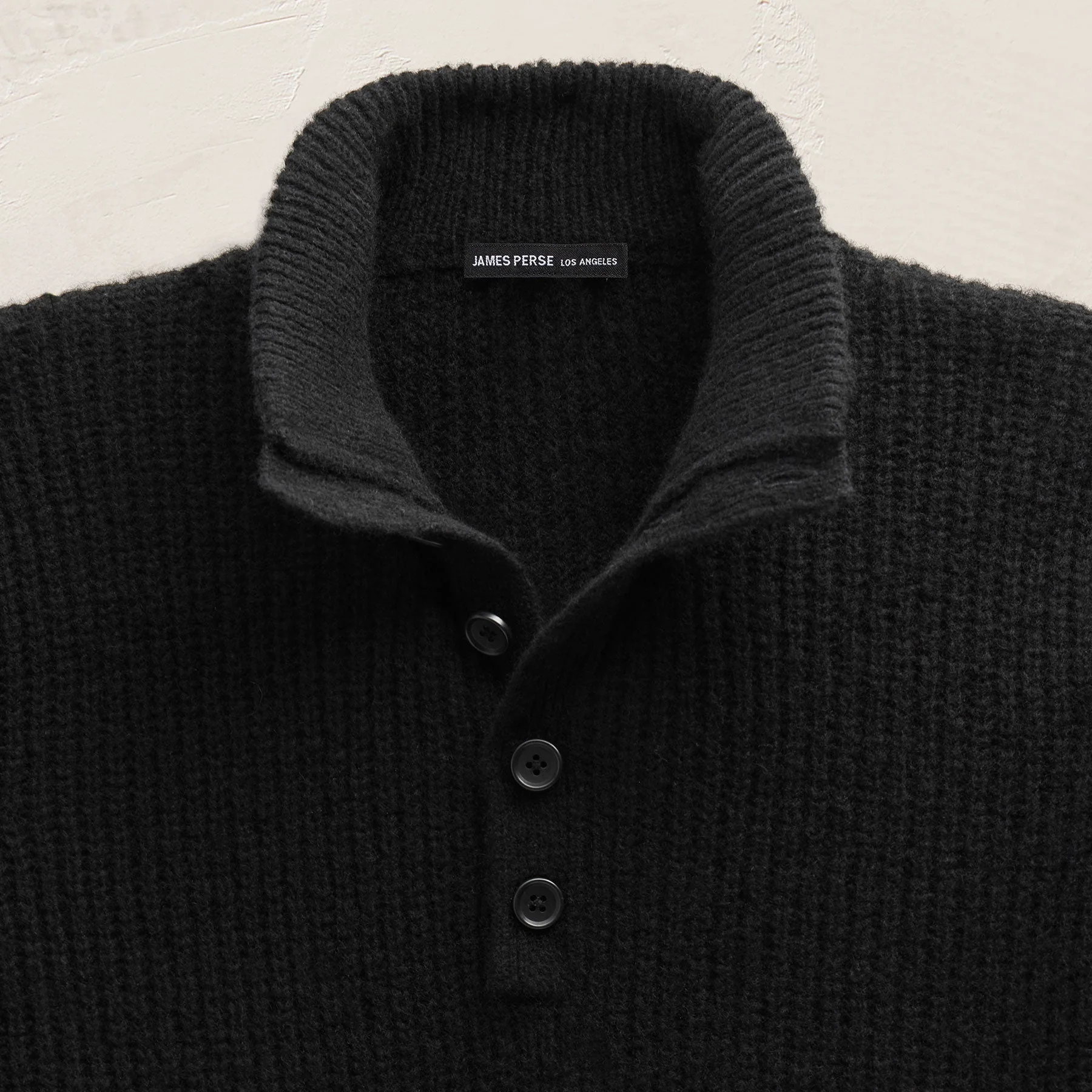 Lightweight Cashmere 1/4 Button Sweater - Black - Image 5