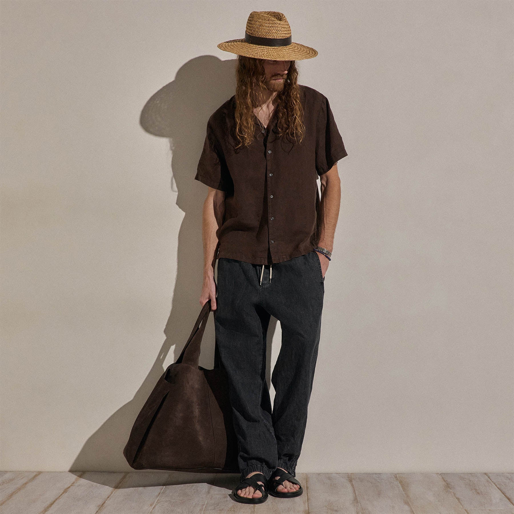 Lightweight Linen Short Sleeve Shirt - Bark Pigment - Image 3