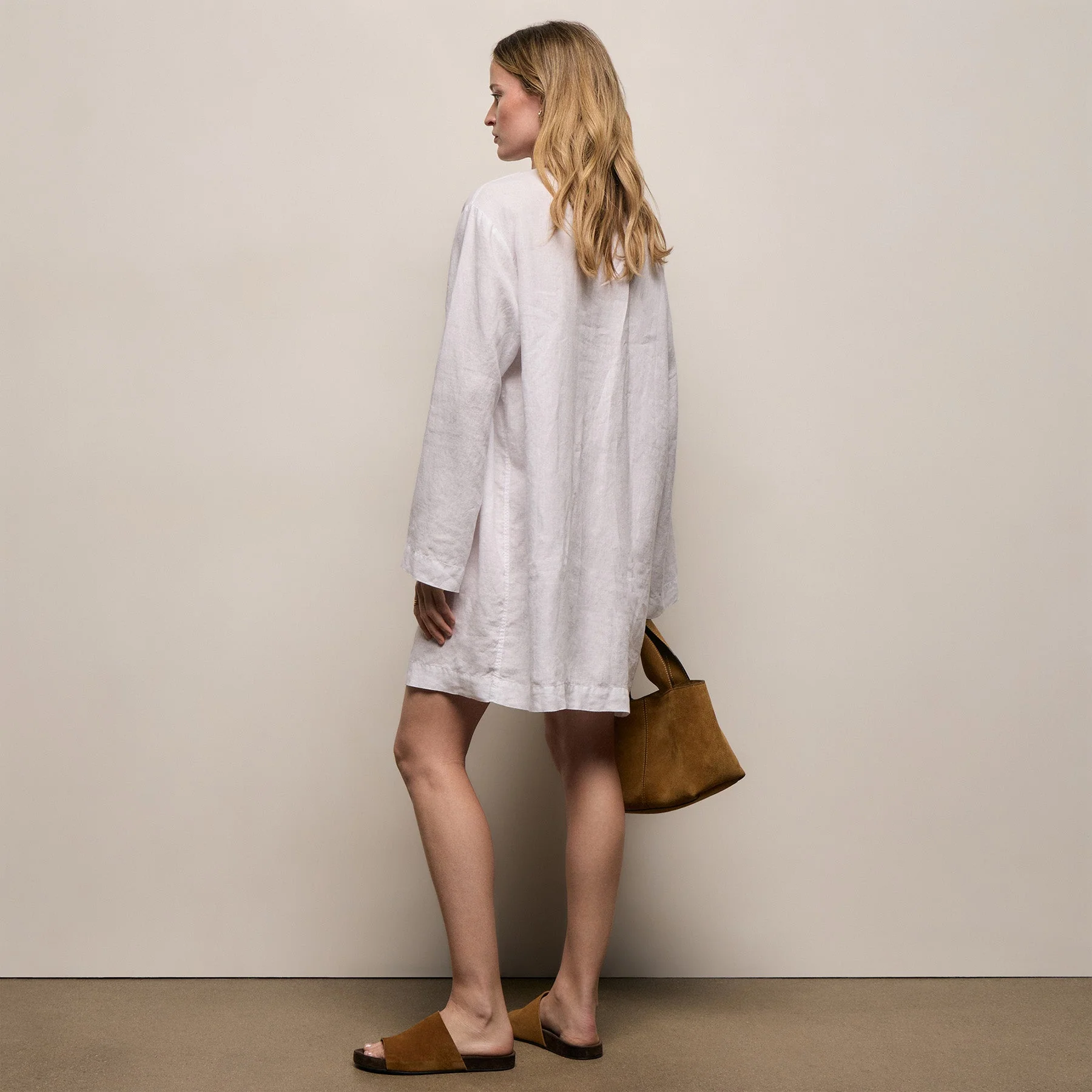 Lightweight Linen Tunic Dress - White - Image 6