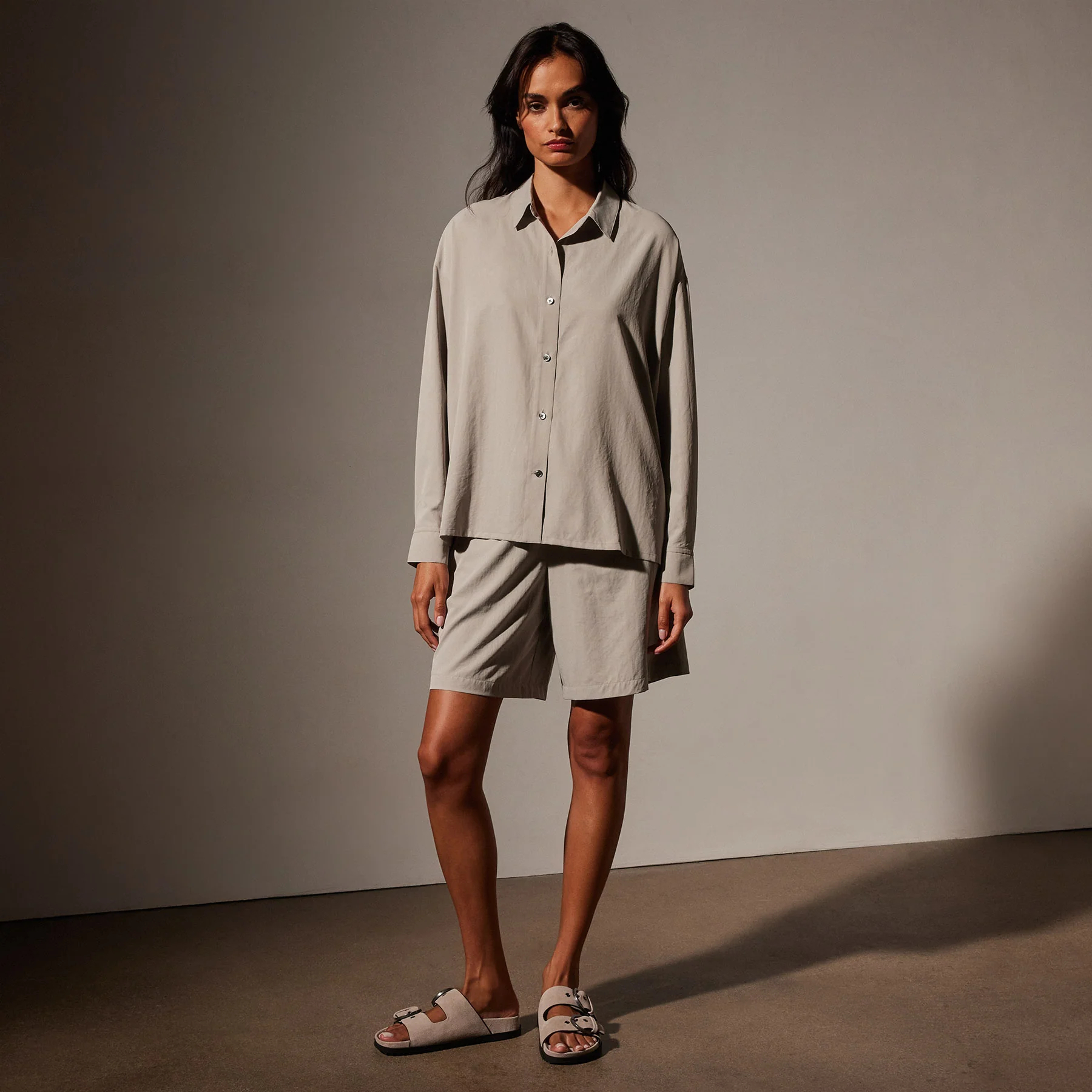 Lightweight Matte Sateen Fluid Shirt - Mineral - Image 3