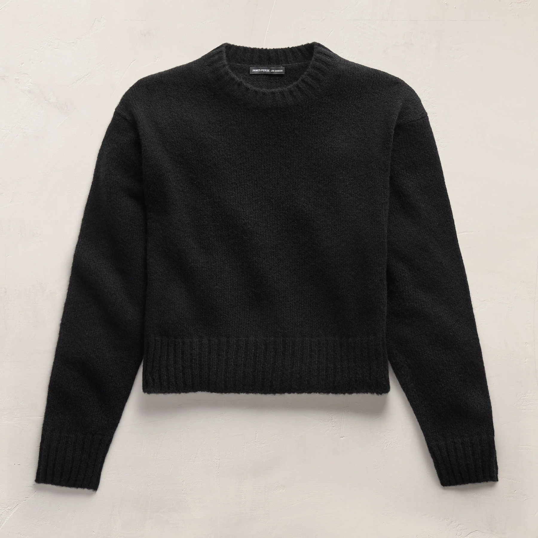 Lightweight Textured Cashmere Crew - True Black - Image 2