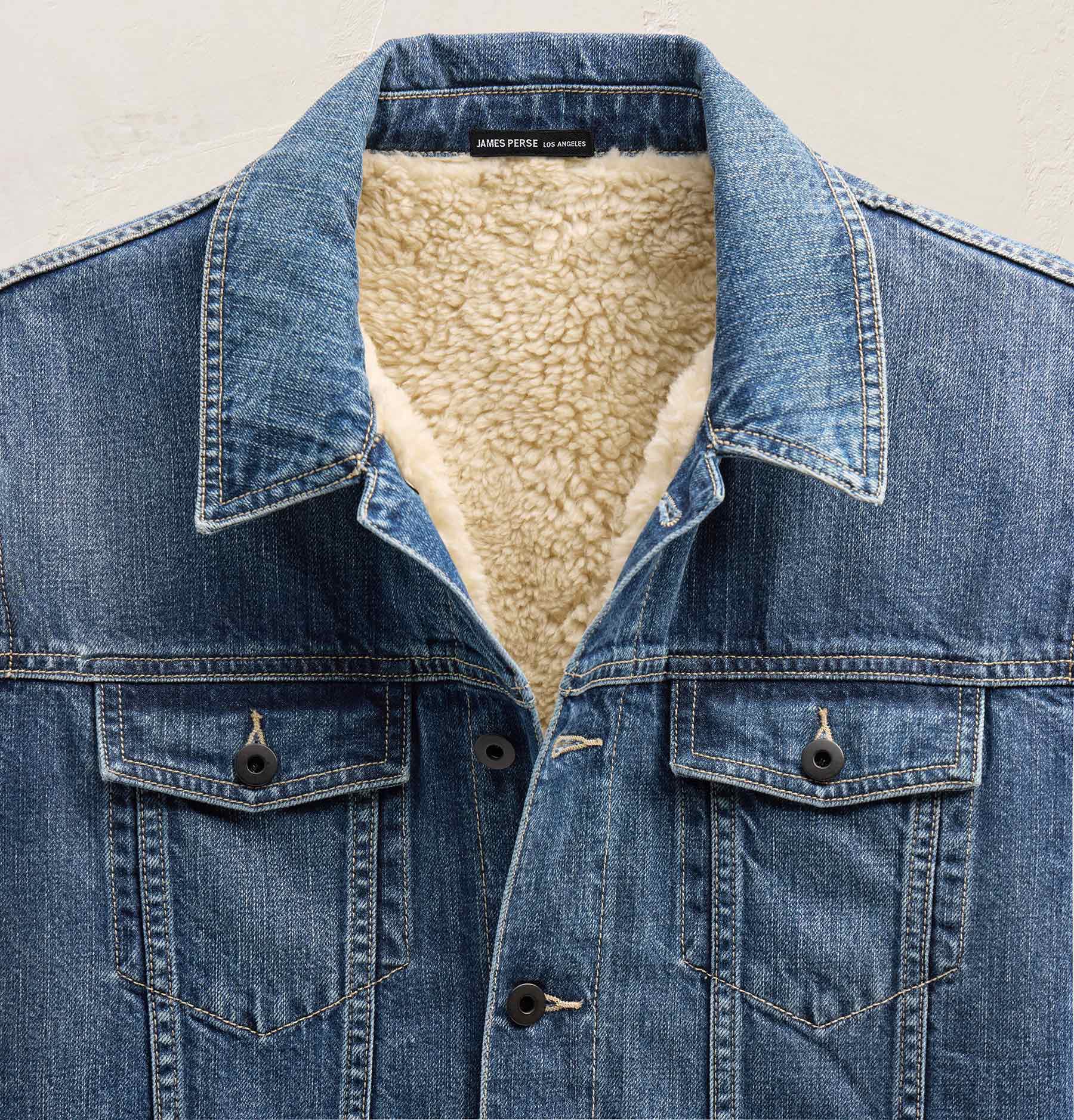 Lined Denim Trucker Jacket - Medium Wash - Image 6