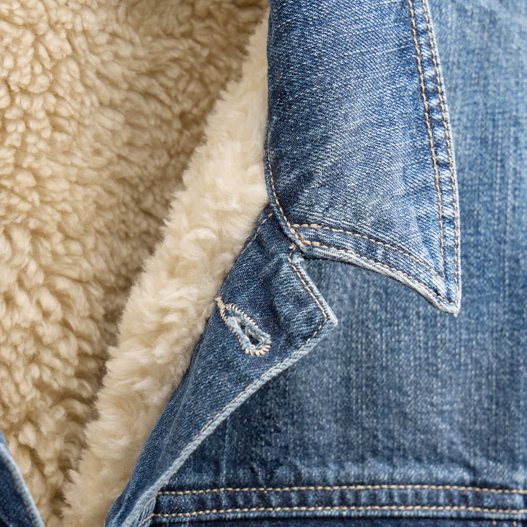Lined Denim Trucker Jacket - Medium Wash - Image 7