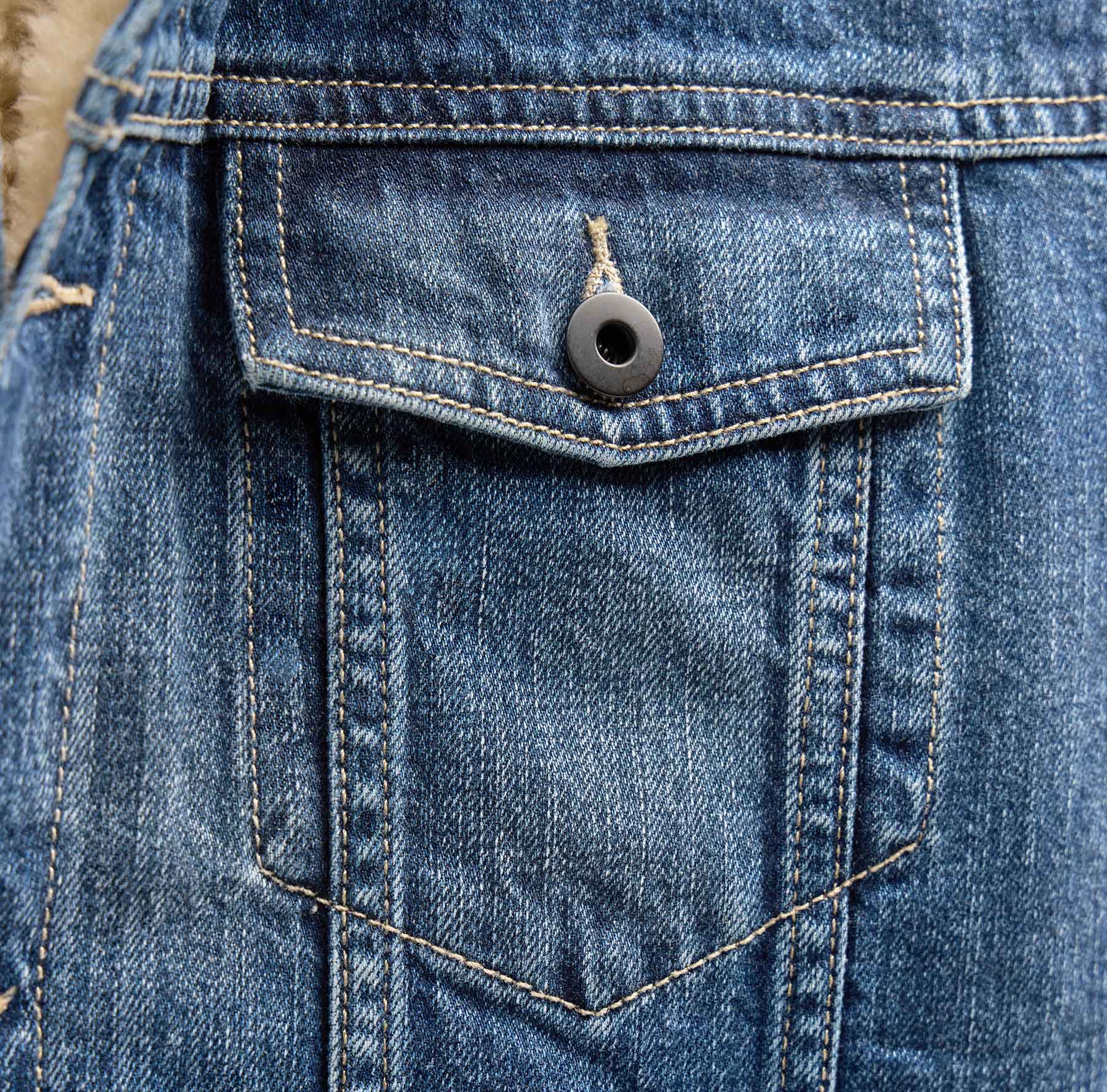 Lined Denim Trucker Jacket - Medium Wash - Image 8