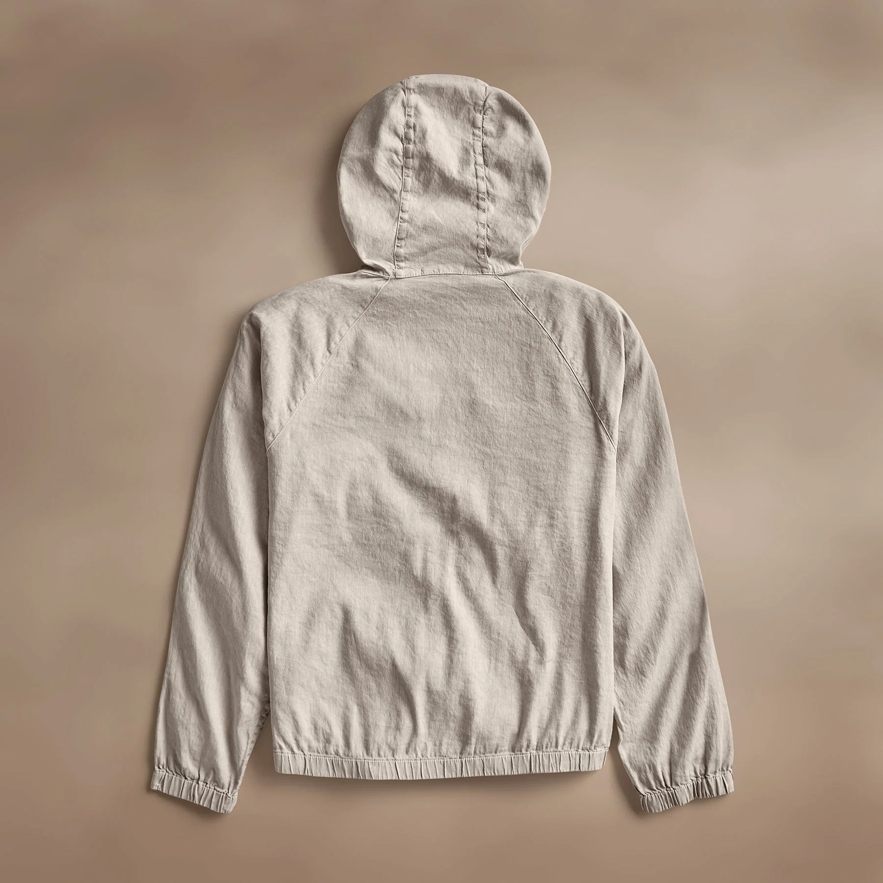 Linen Blend Zip Front Hoodie - Salt Pigment - Image 4