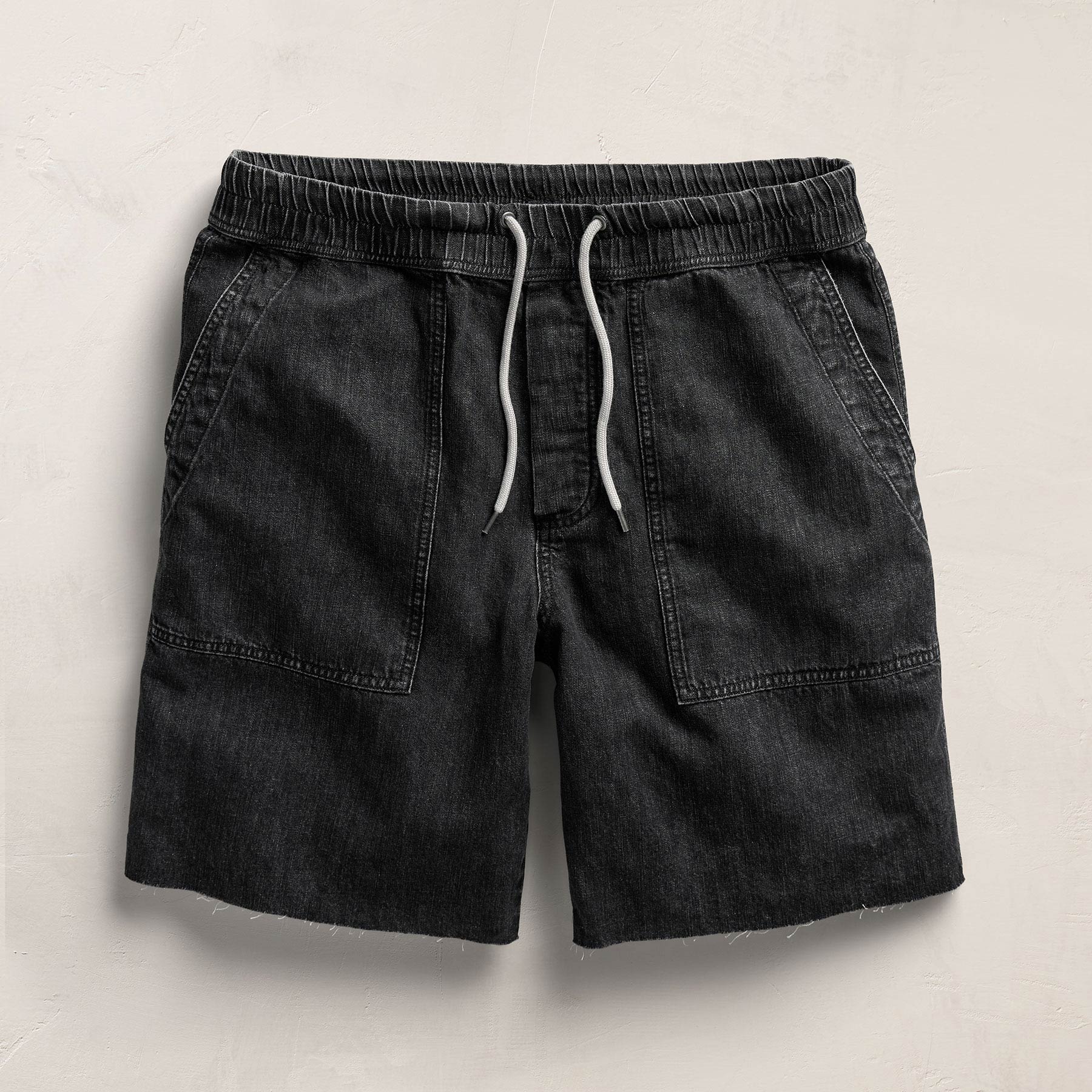 Linen Denim Drawstring Short - Black Wash - Image 2
