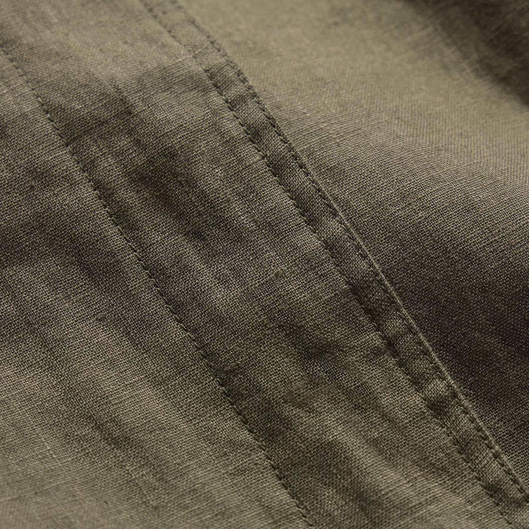Linen Funnel Neck Jacket - Army Green - Image 8