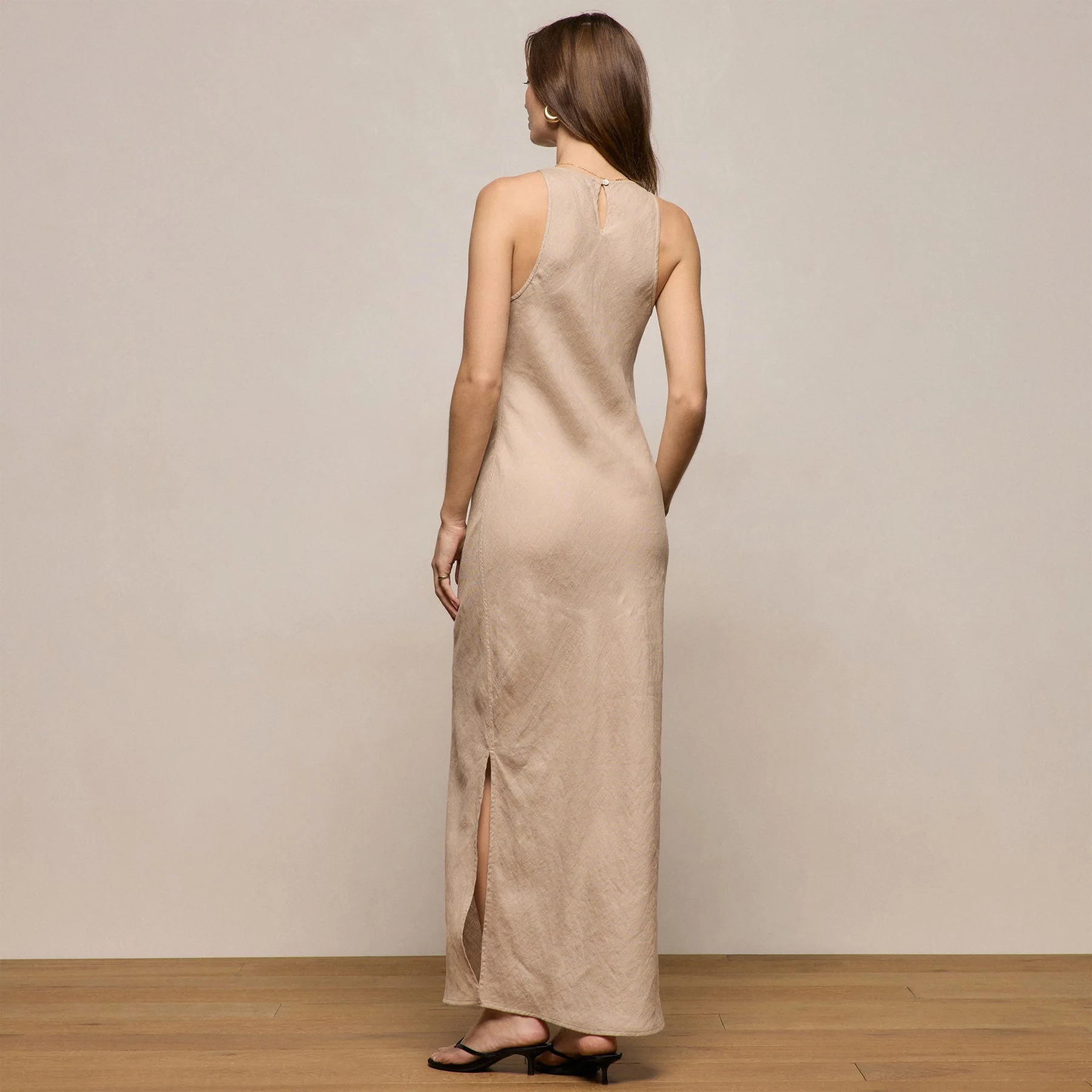 Linen Halter Maxi Dress - Stone - Image 6