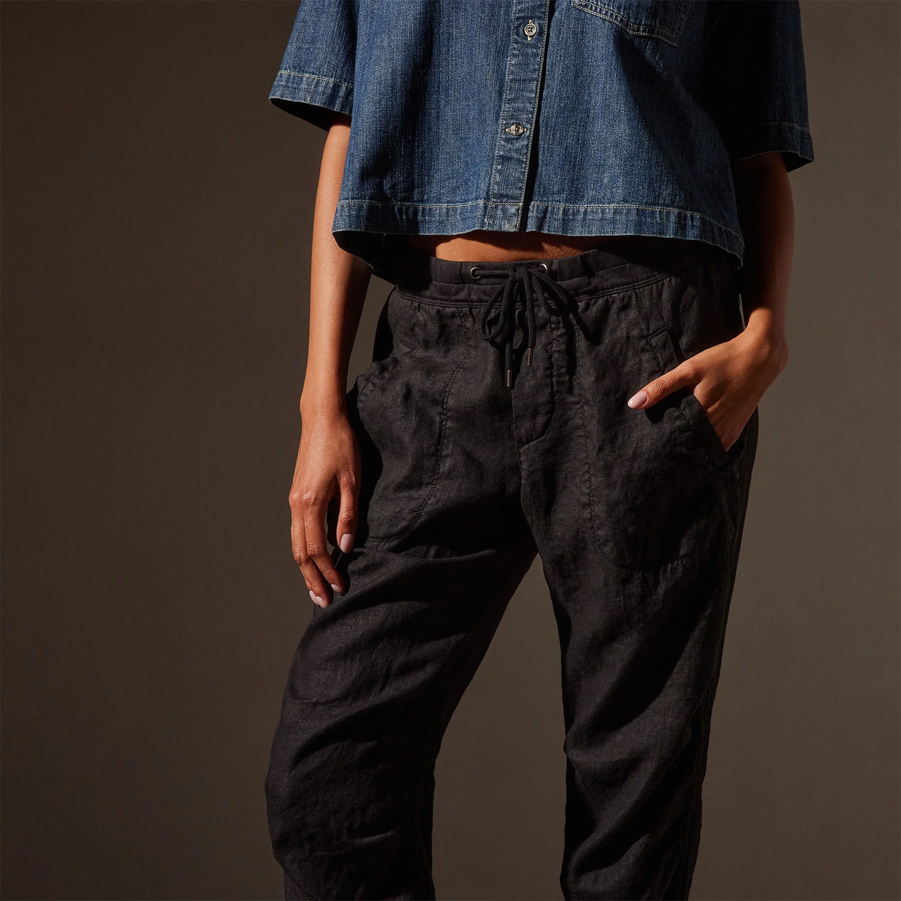 Linen Soft Drape Pant - Black - Image 2