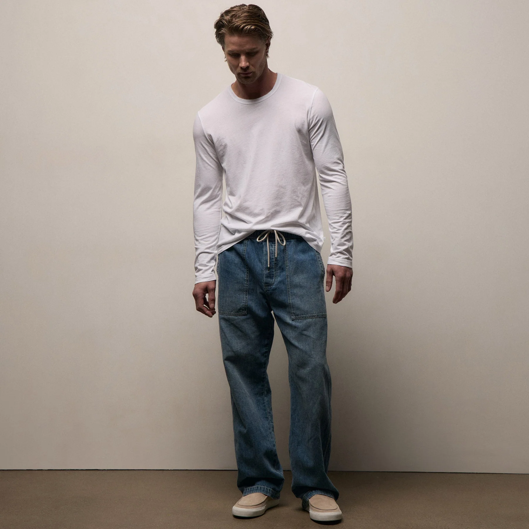 Long Sleeve Crew Neck - White - Image 5