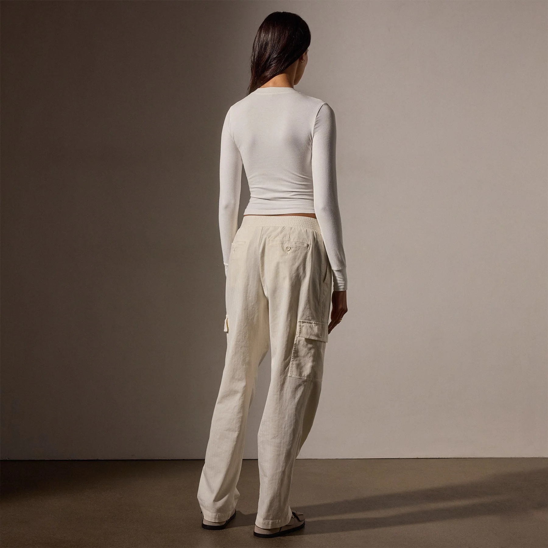 Long Sleeve Cropped Tee - White - Image 4