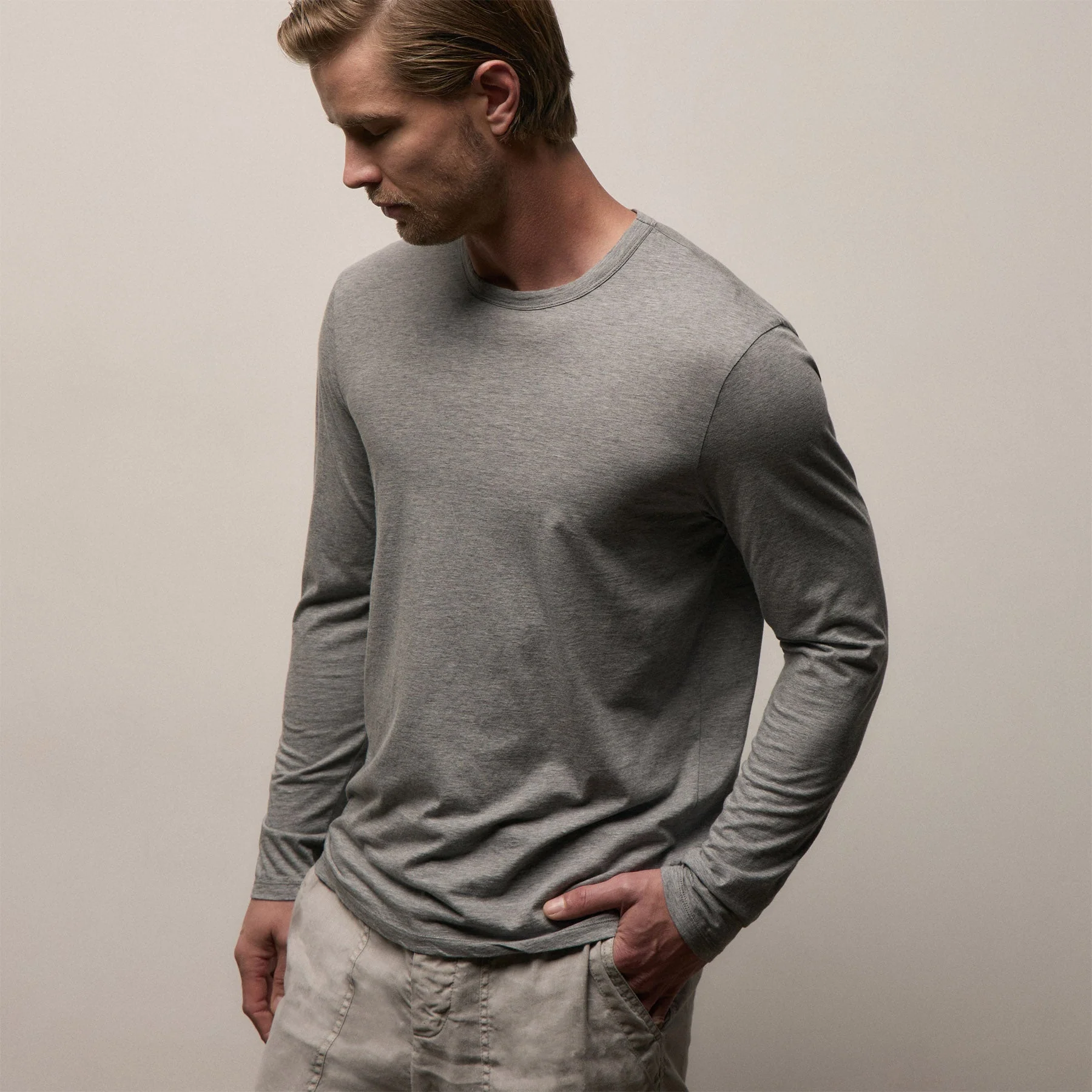 Luxe Lotus Jersey Long Sleeve - Heather Grey - Image 3