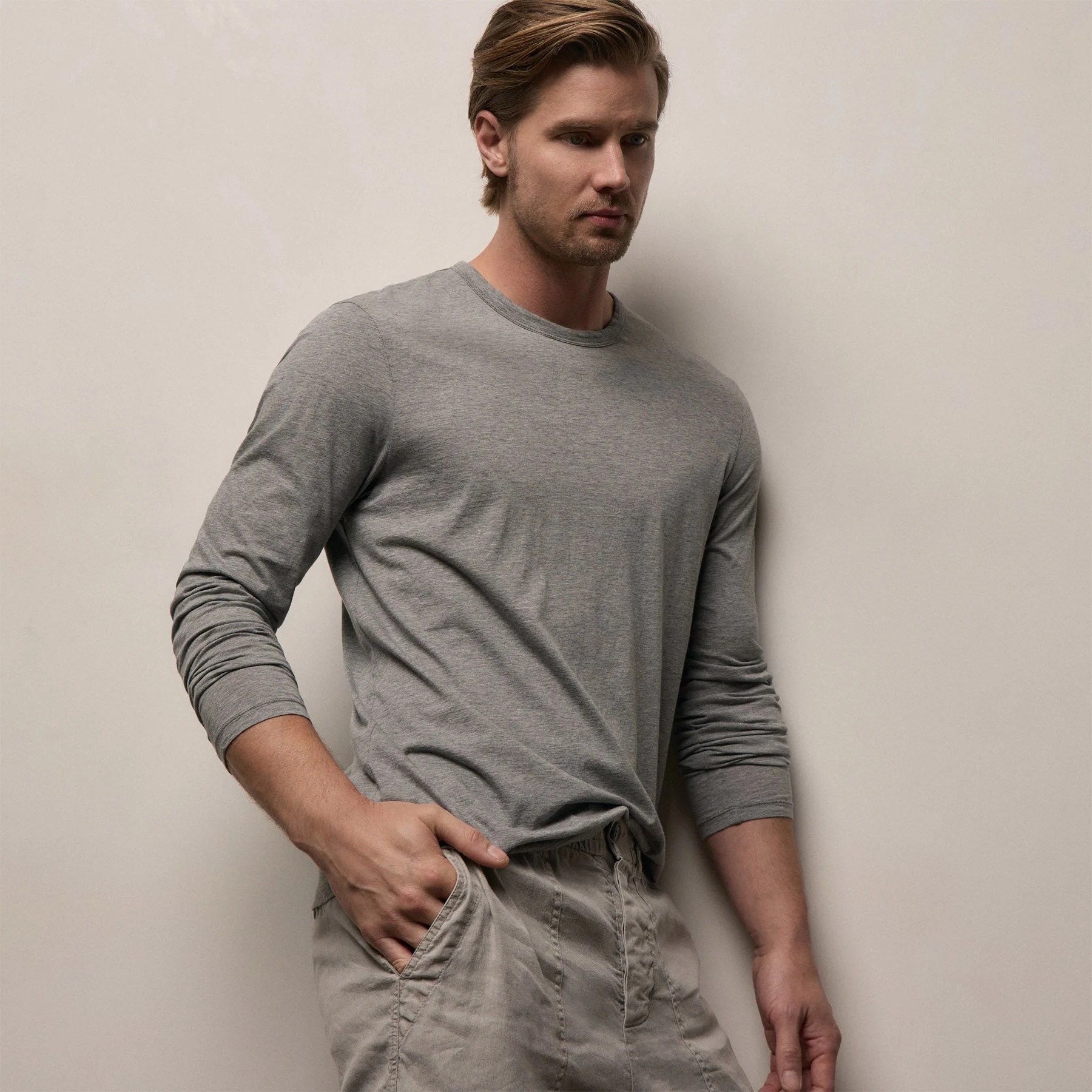 Luxe Lotus Jersey Long Sleeve - Heather Grey - Image 4