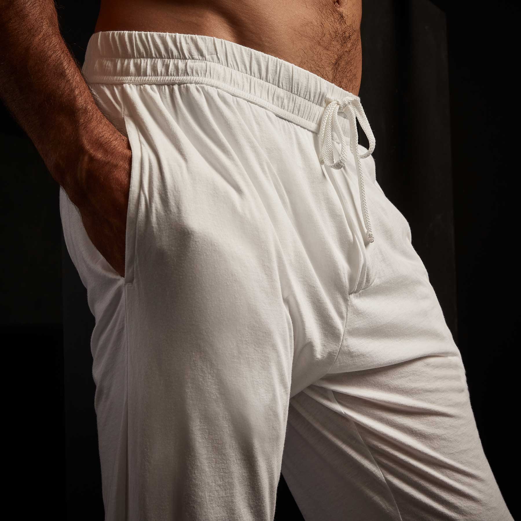 Luxe Lotus Jersey Tapered Lounge Pant - White - Image 2