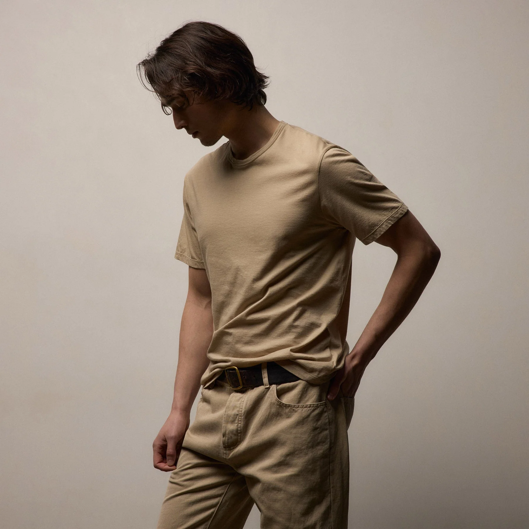 Luxe Lotus Jersey Tee - Light Khaki - Image 4