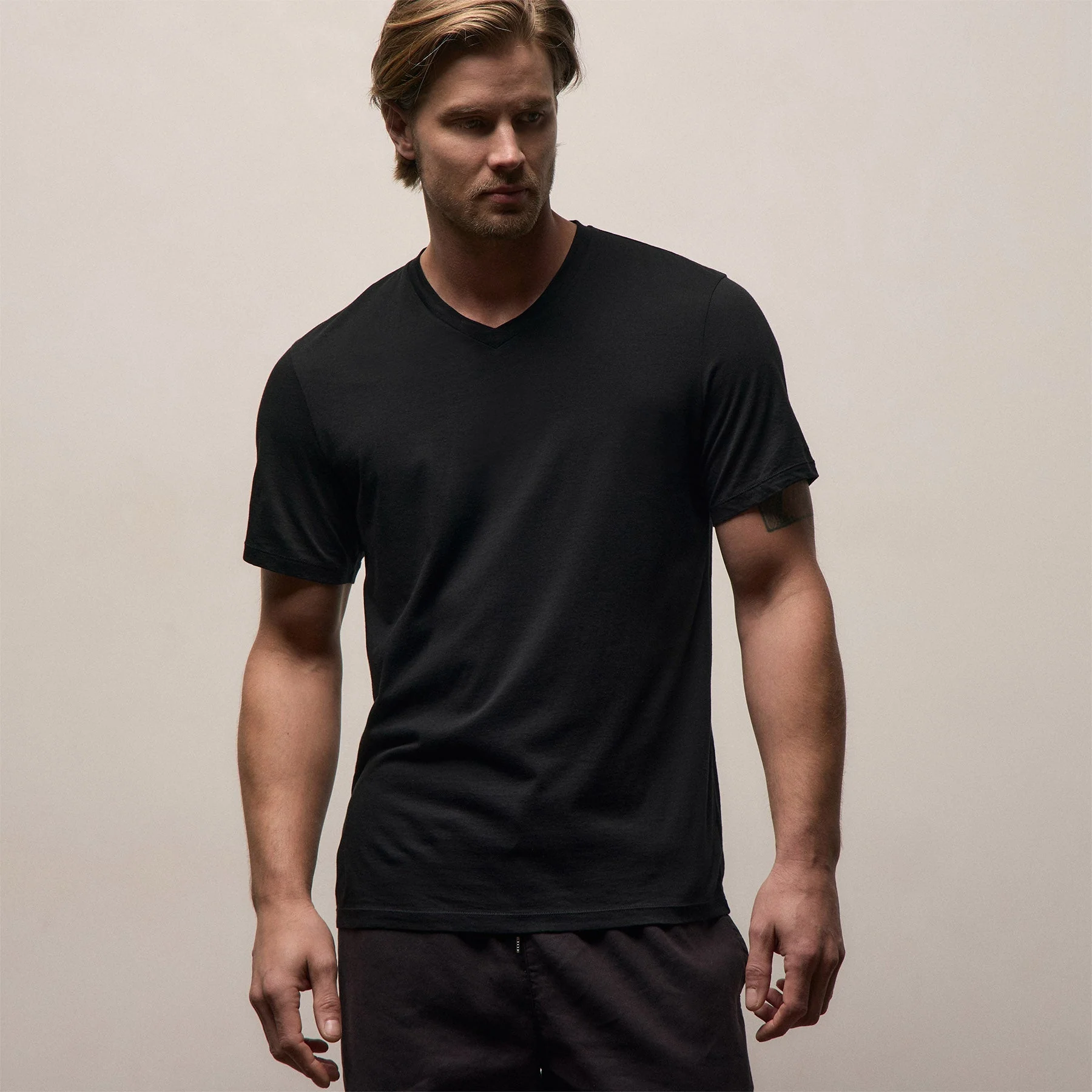 3 Pack Luxe Lotus Jersey V Neck Tee - Black/White/French Navy - Image 5