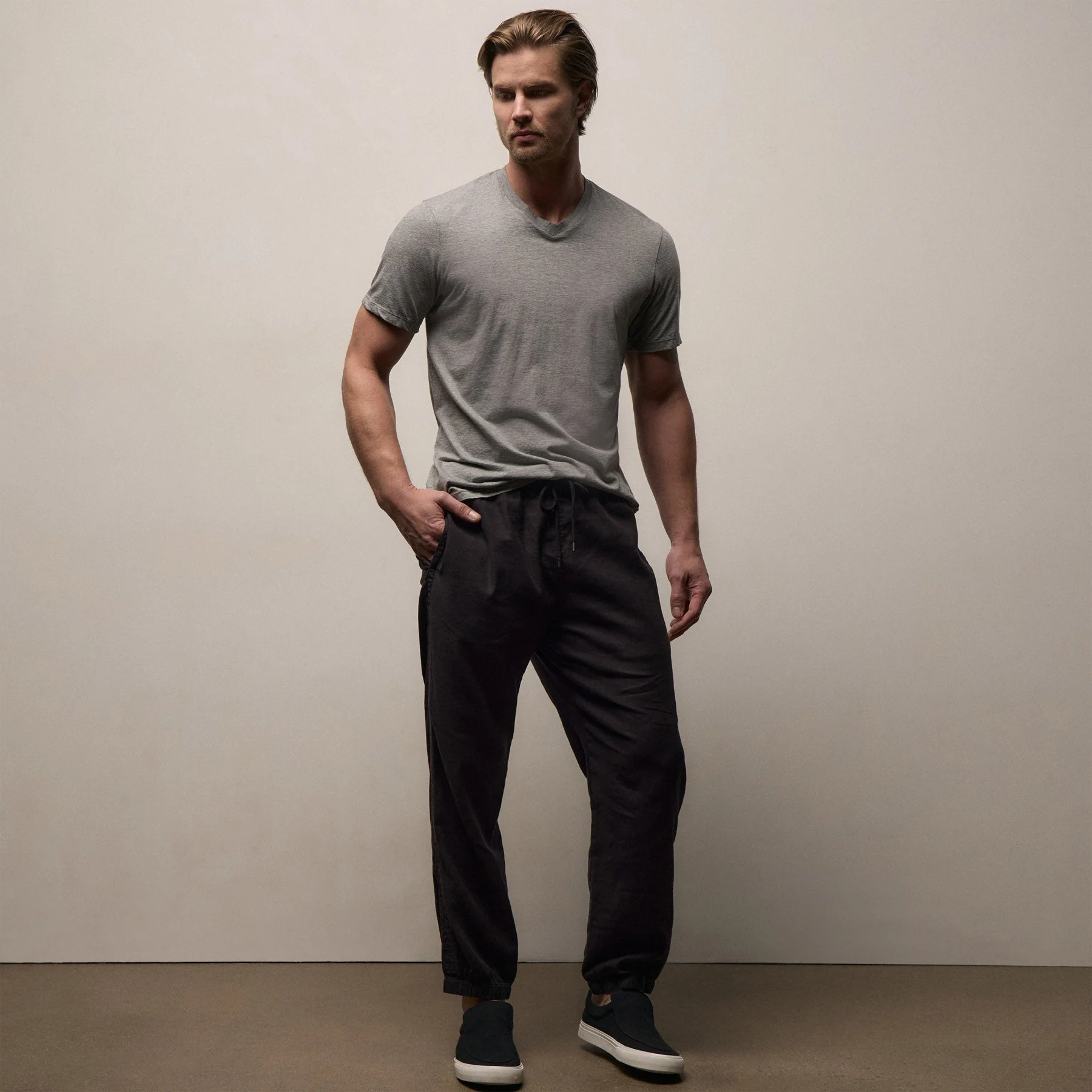 Luxe Lotus Jersey V Neck - Heather Grey - Image 6