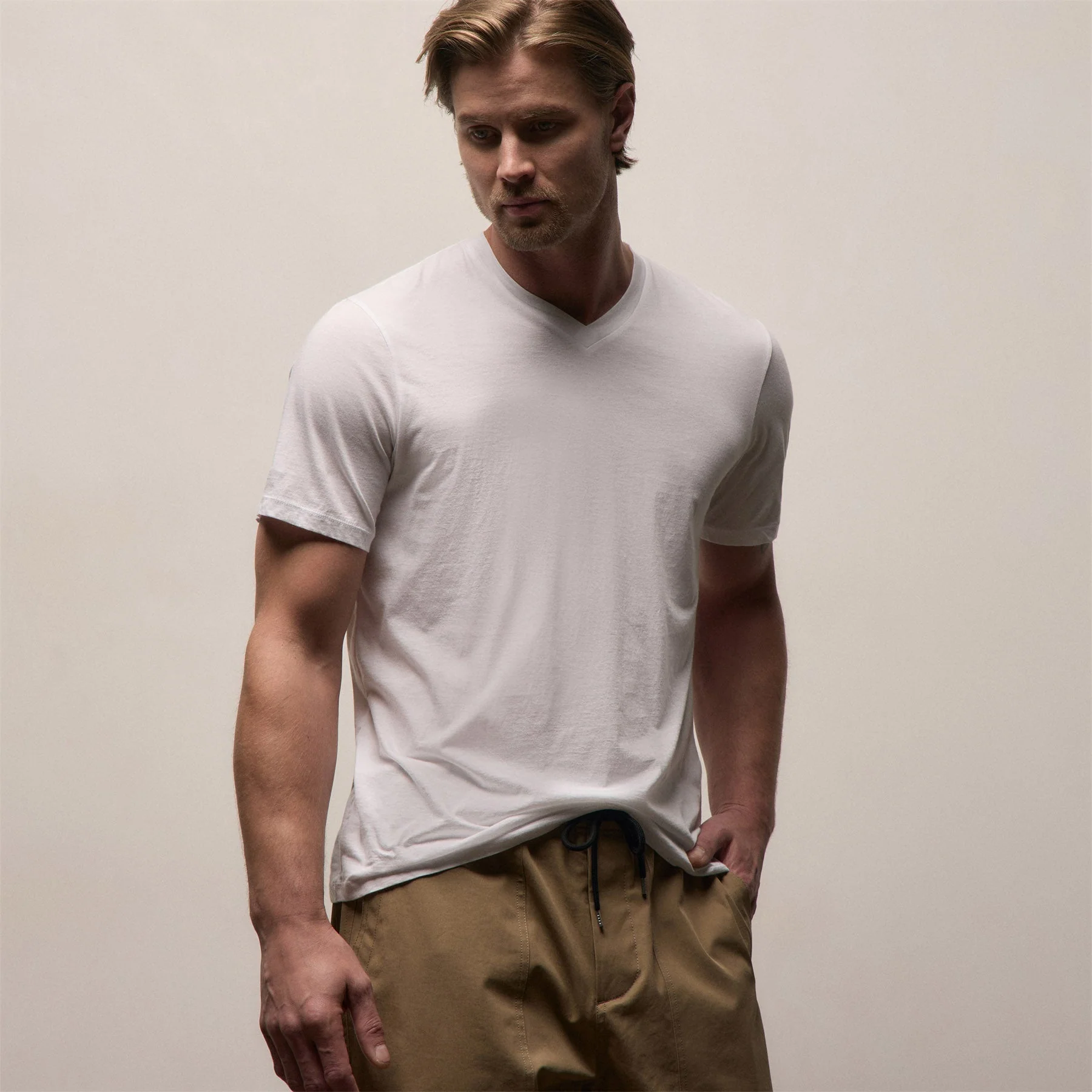 3 Pack Luxe Lotus Jersey V Neck Tee - White - Image 3