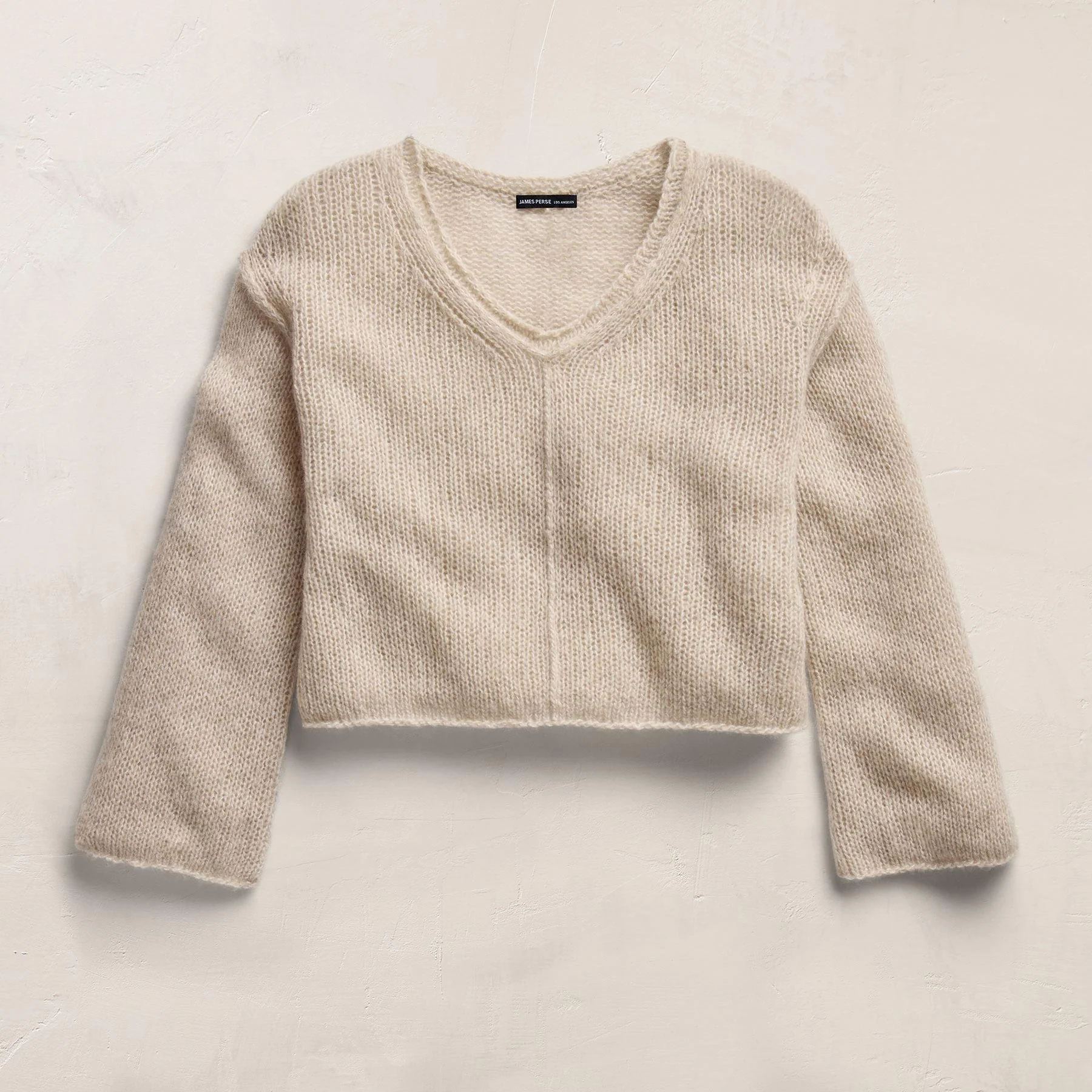 Marled Cashmere Silk V Neck Sweater - Alabaster Mix - Image 2