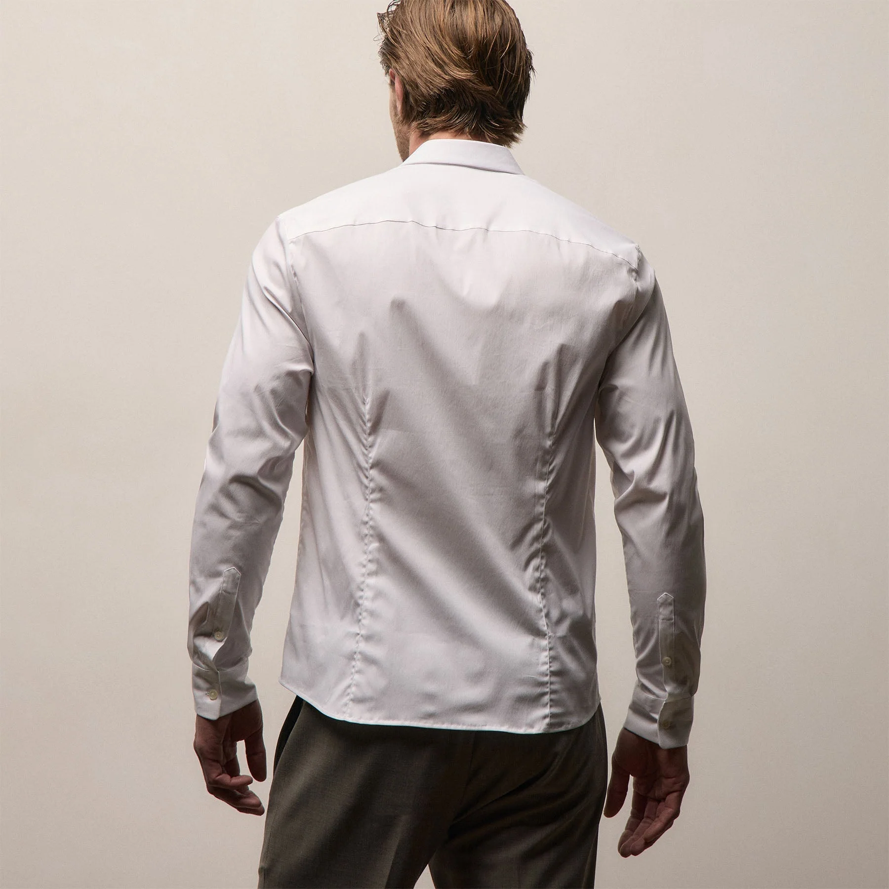 Matte Stretch Poplin Dress Shirt - White - Image 3