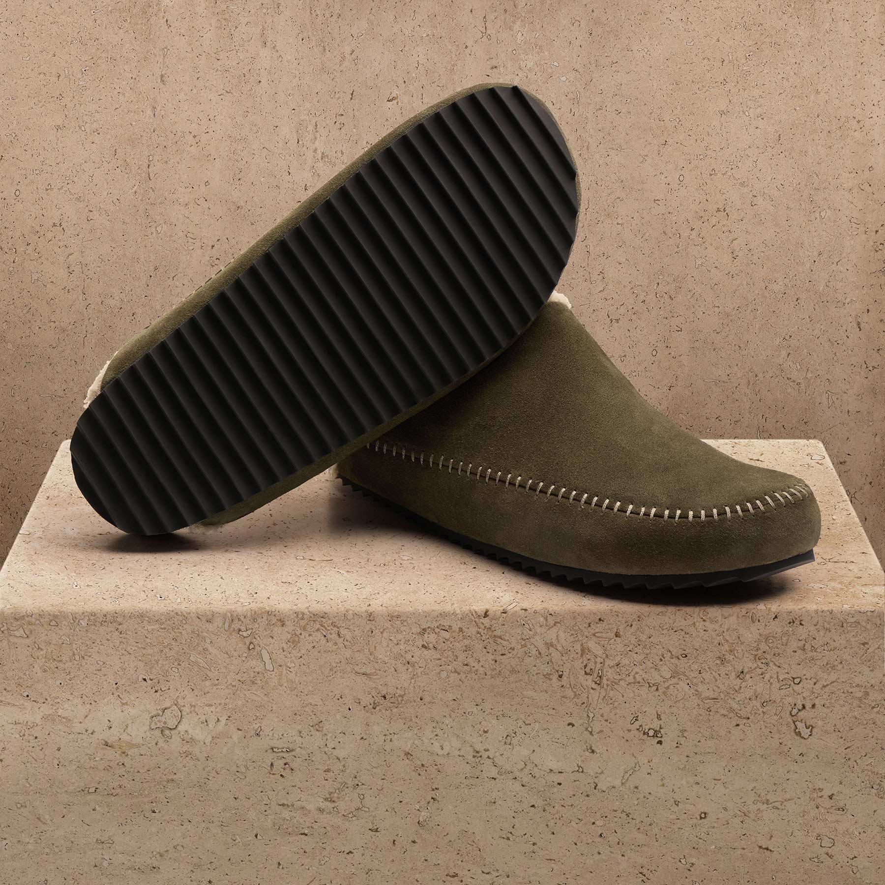 Men's Suede Shearling Clog - Musk - Image 5